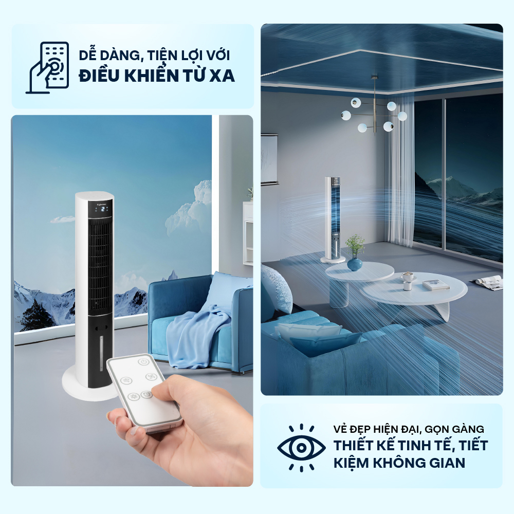 Mô tả Quạt tháp hơi nước nhập khẩu FUJIHOME AC-18LE Điều khiển từ xa, 3 cấp độ gió, lọc không khí ionizer - 7
