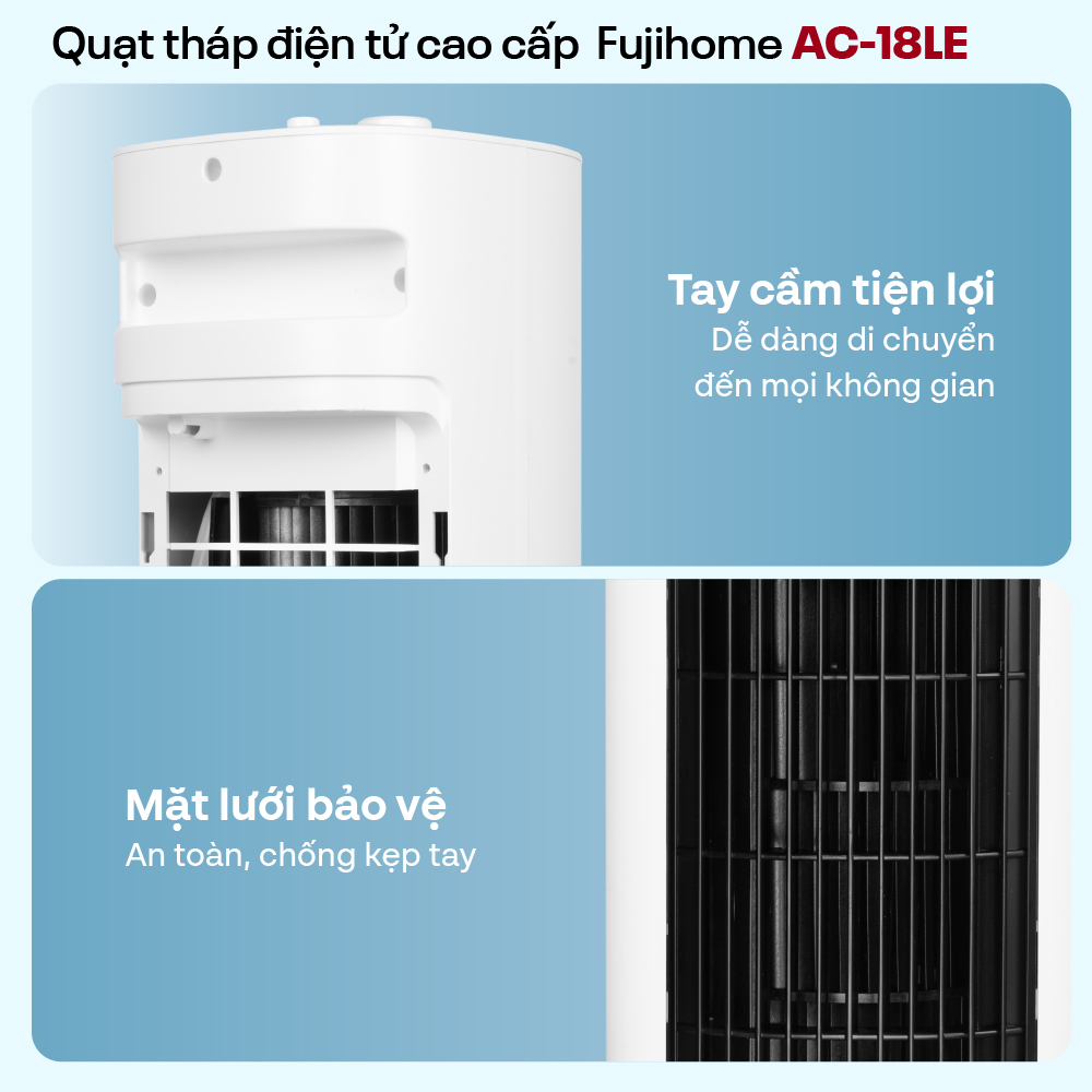 Mô tả Quạt tháp hơi nước nhập khẩu FUJIHOME AC-18LE Điều khiển từ xa, 3 cấp độ gió, lọc không khí ionizer - 9