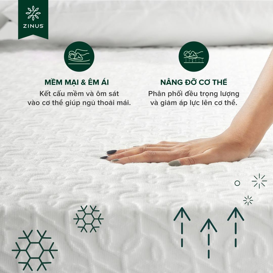 Mô tả Nệm Foam Tinh Chất Trà Xanh Cao Cấp Dày 25cm Zinus - 10in Cooling Gel Memory Foam Mattress - 2