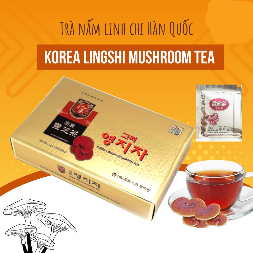 Trà Nấm Linh Chi (Lingshi Mushroom Tea) Hàn Quốc Hộp 100 Gói Giúp Mát ...