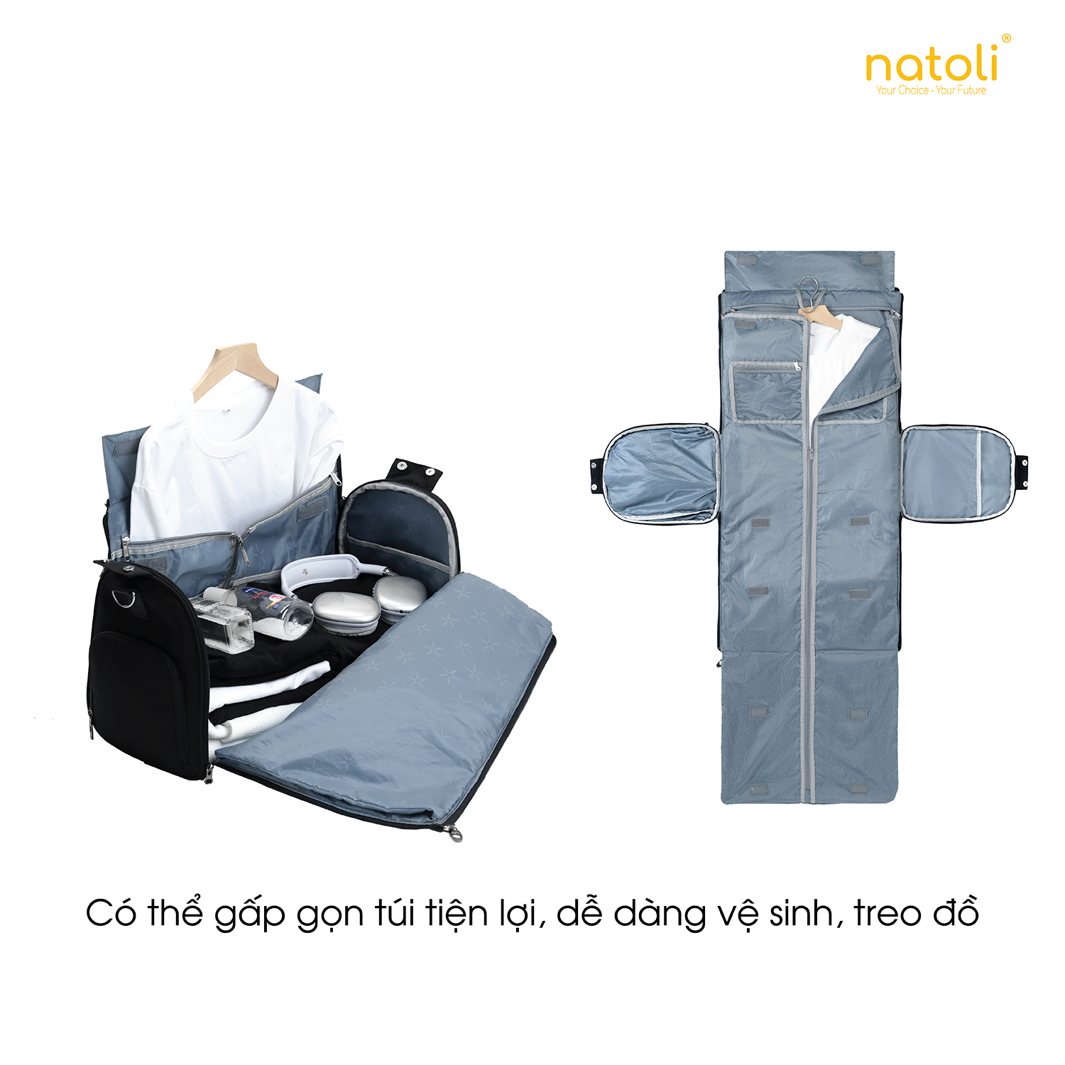 Mô tả Túi xách du lịch gấp gọn có bánh xe Thương hiệu Natoli Túi trống du lịch cỡ lớn, to đa năng BST Utility Bag T18 - 4