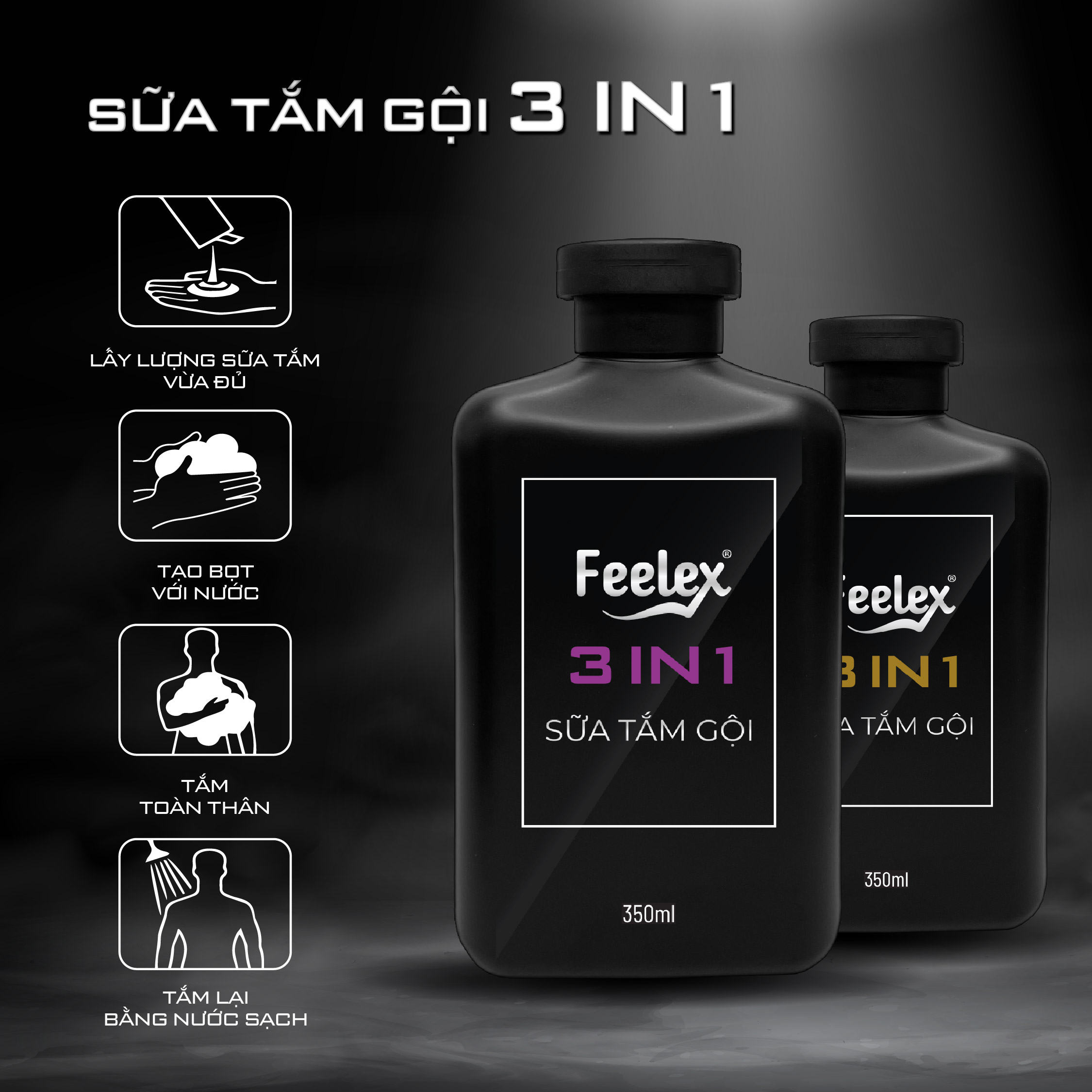 Mô tả Sữa tắm gội nam giới 3 in 1 Feelex all in one - quyến rũ - mạnh mẽ nam tính - 1