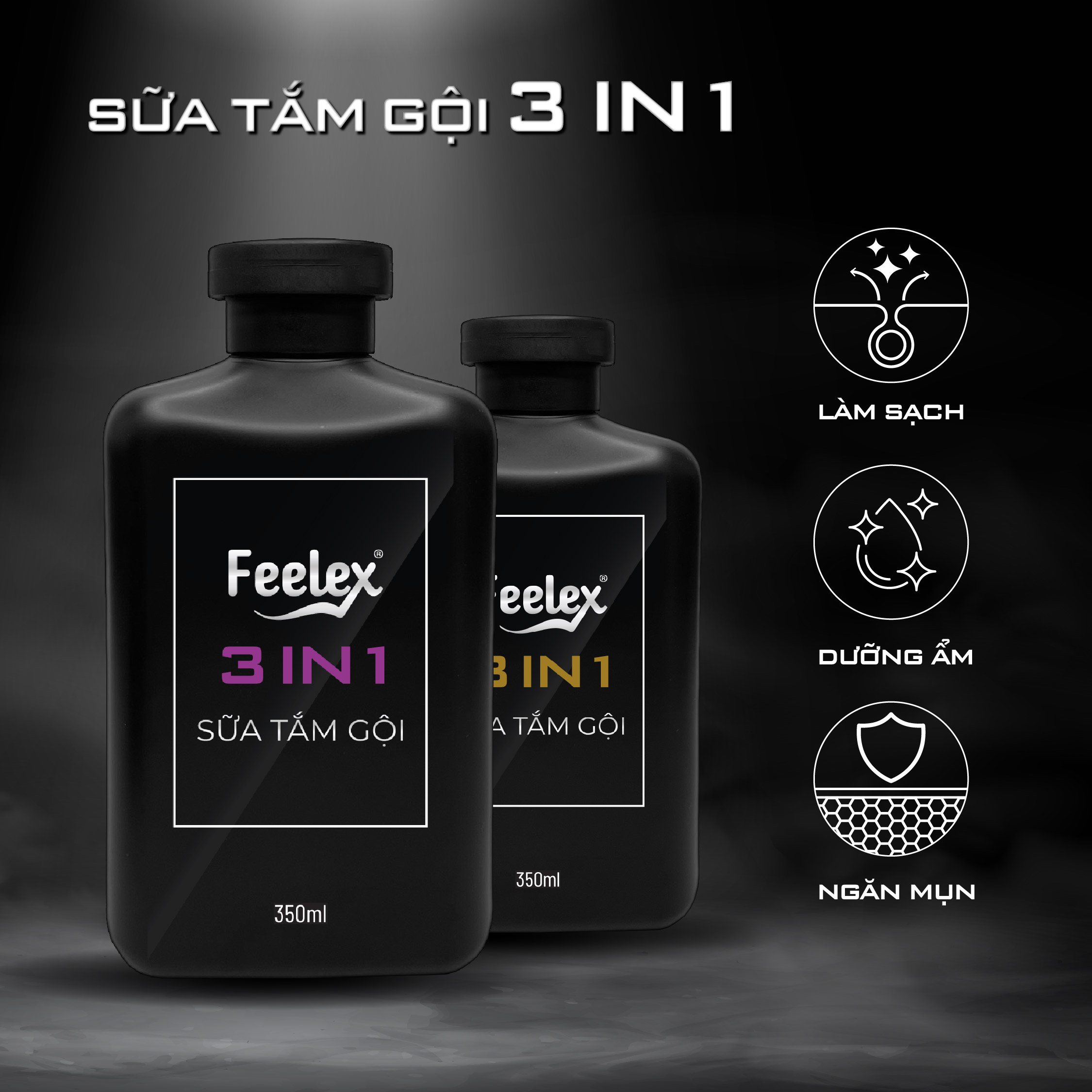 Mô tả Sữa tắm gội nam giới 3 in 1 Feelex all in one - quyến rũ - mạnh mẽ nam tính - 4
