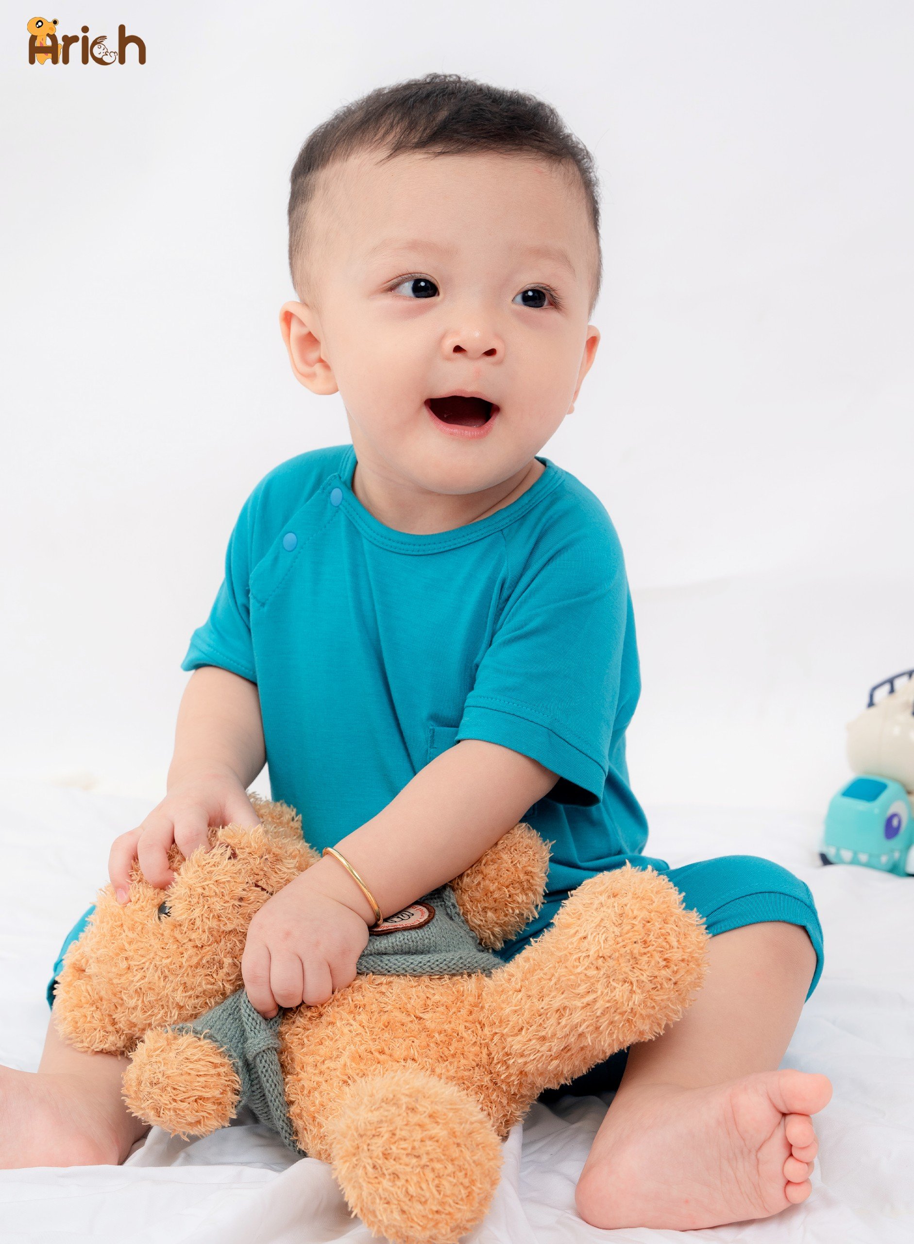 Mô tả Body cộc tay Arich vải sợi tre petit cao cấp, co giãn, mềm mịn cho bé trai bé gái size 0-18tháng - 4