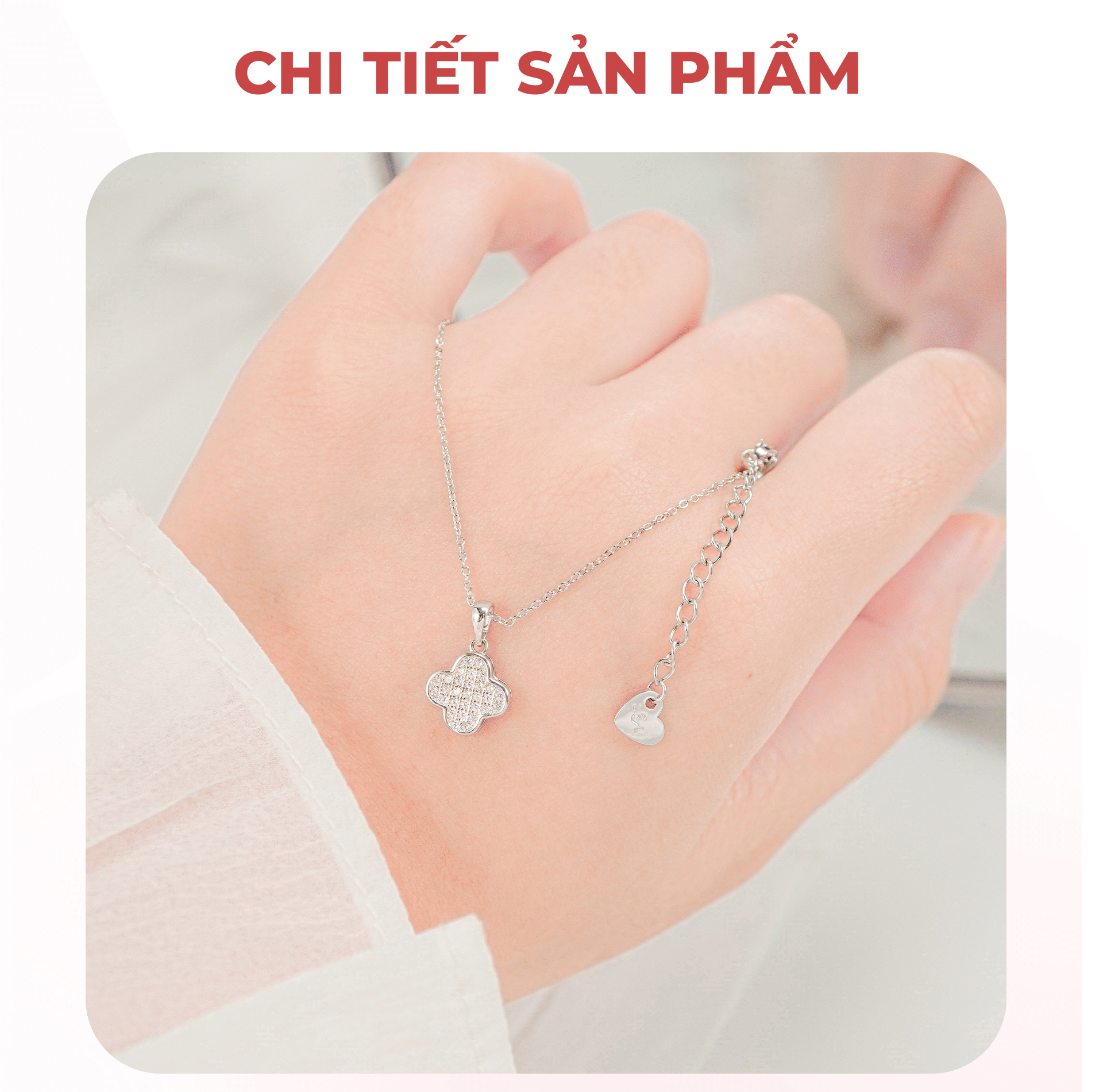 Mô tả Dây chuyền bạc nữ CDE Lucky Four Leaf Necklace Silver CDE6385SV - 3