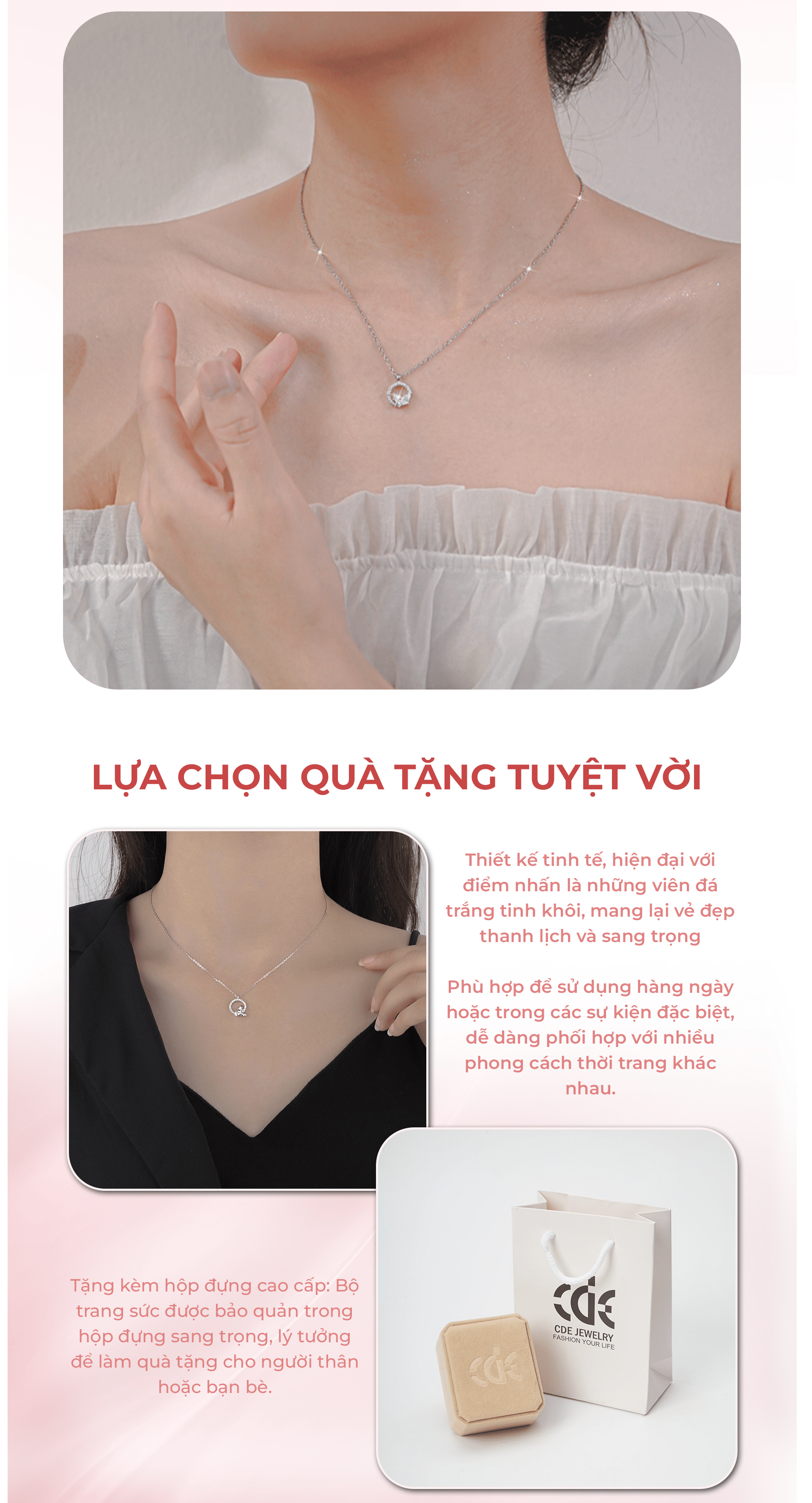 Mô tả Dây chuyền nữ CDE Sparkling Herbarium Circle Necklace Silver CDE6388SV - Dây chuyền nữ - 5