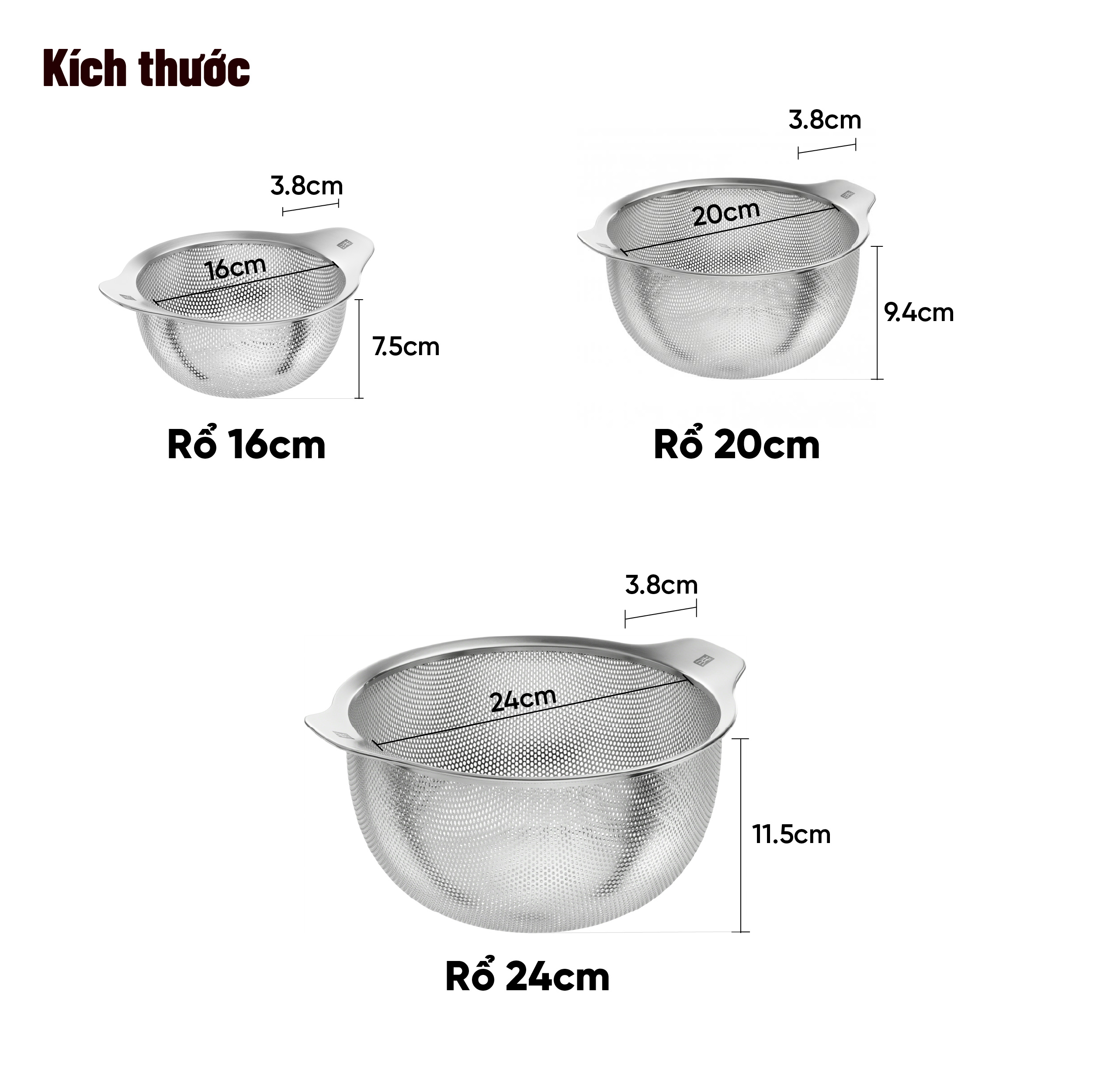 Rổ Inox đa năng có quai Zwilling Tableware 16cm/20cm/24cm | Shopee Việt Nam