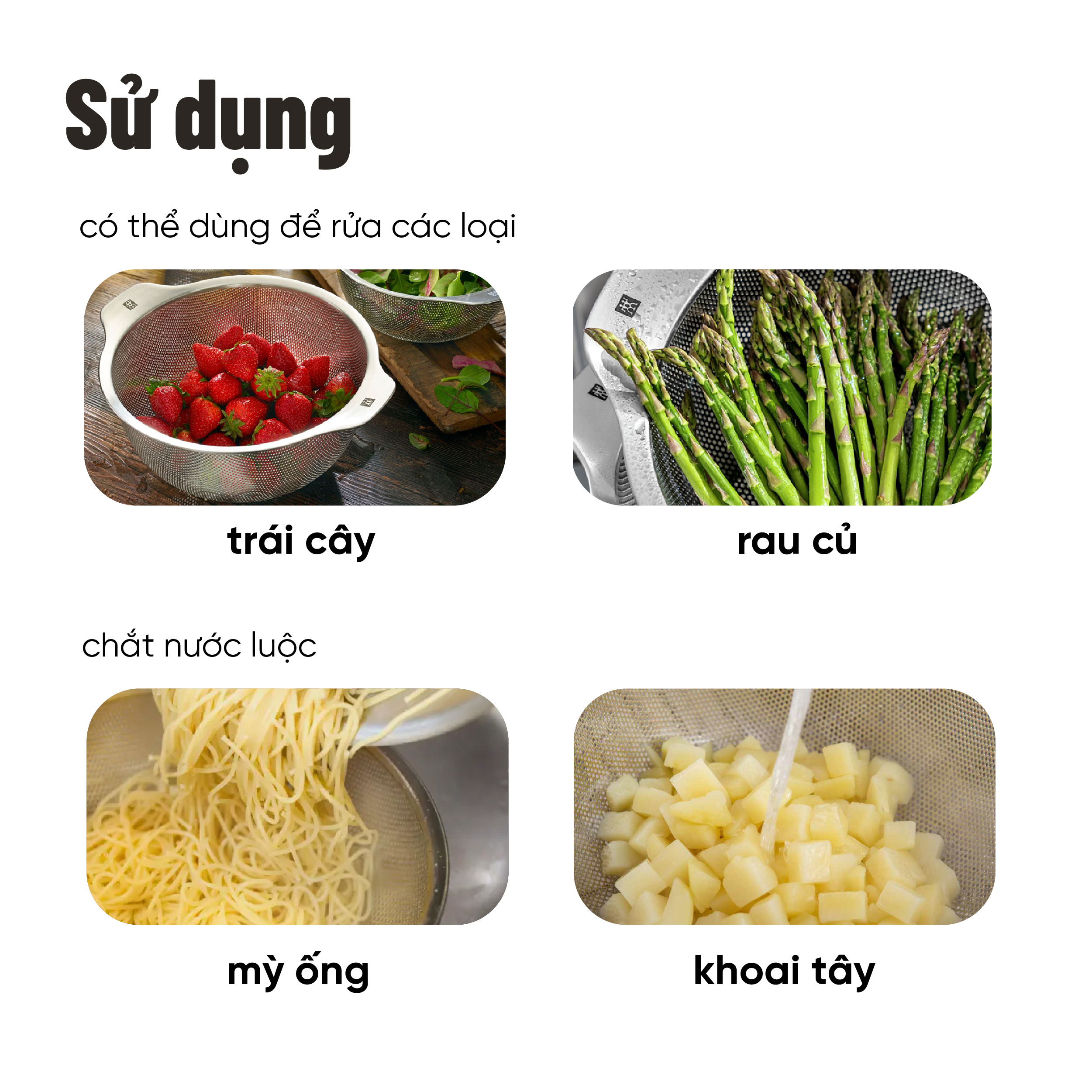 Rổ Inox đa năng có quai Zwilling Tableware 16cm/20cm/24cm | Shopee Việt Nam