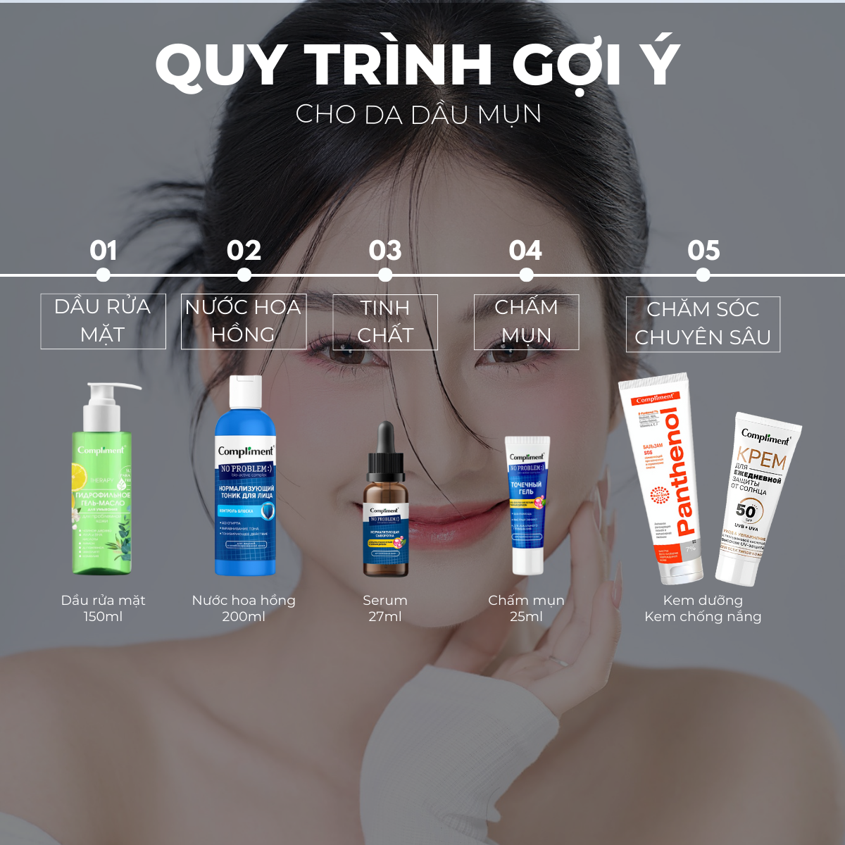 Mô tả Dầu Gel Rửa Mặt Compliment No Problem Ngăn Ngừa Mụn Sạch Sâu 150ml - 10