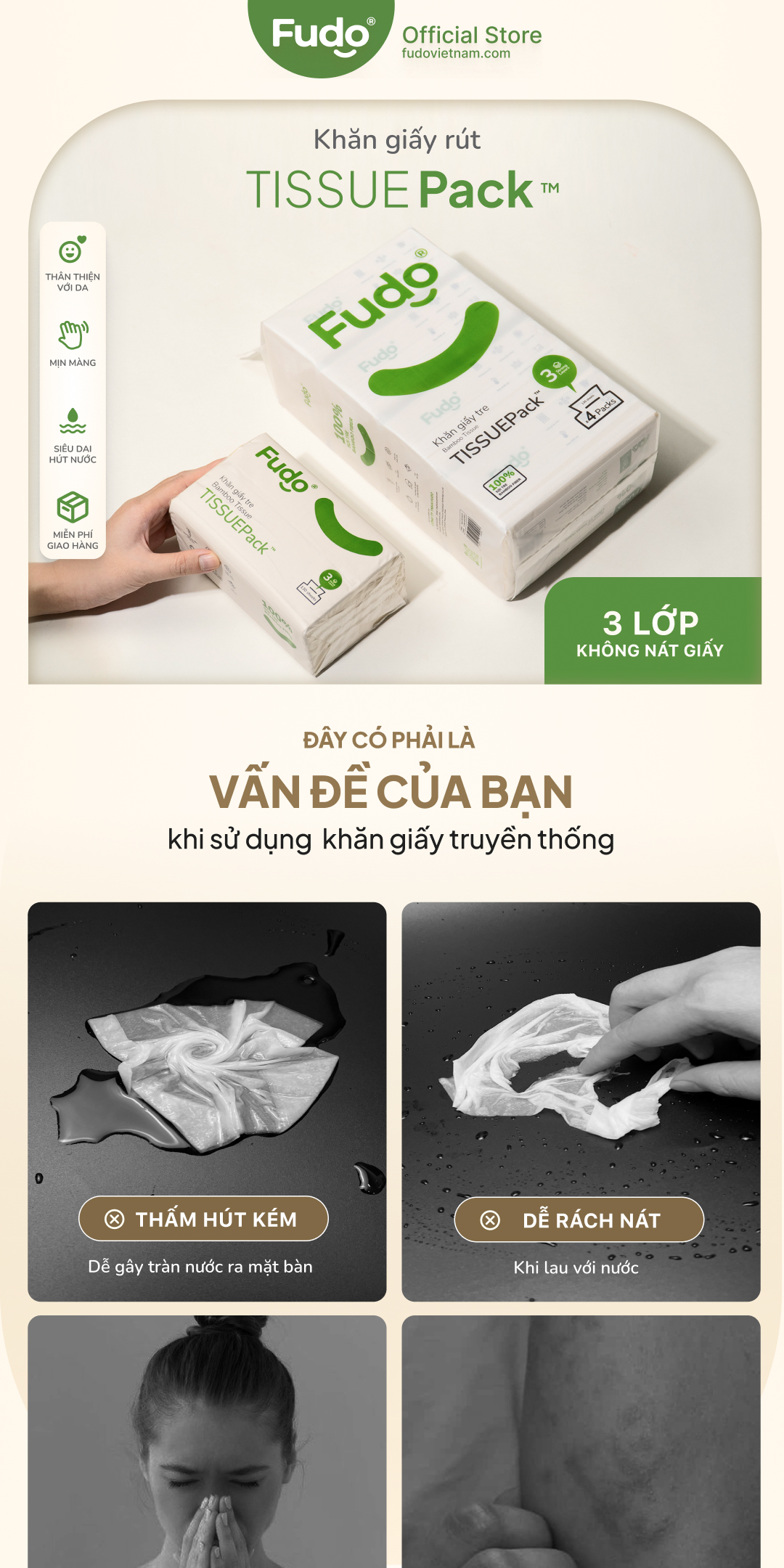 Khăn giấy rút Fudo Bamboo TISSUEPACK