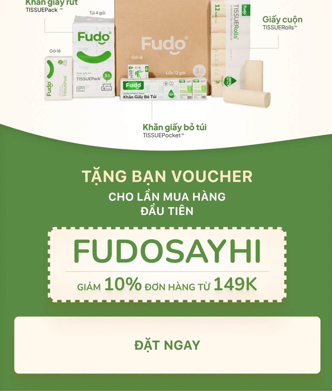 Thùng 20 gói khăn giấy rút Fudo Bamboo