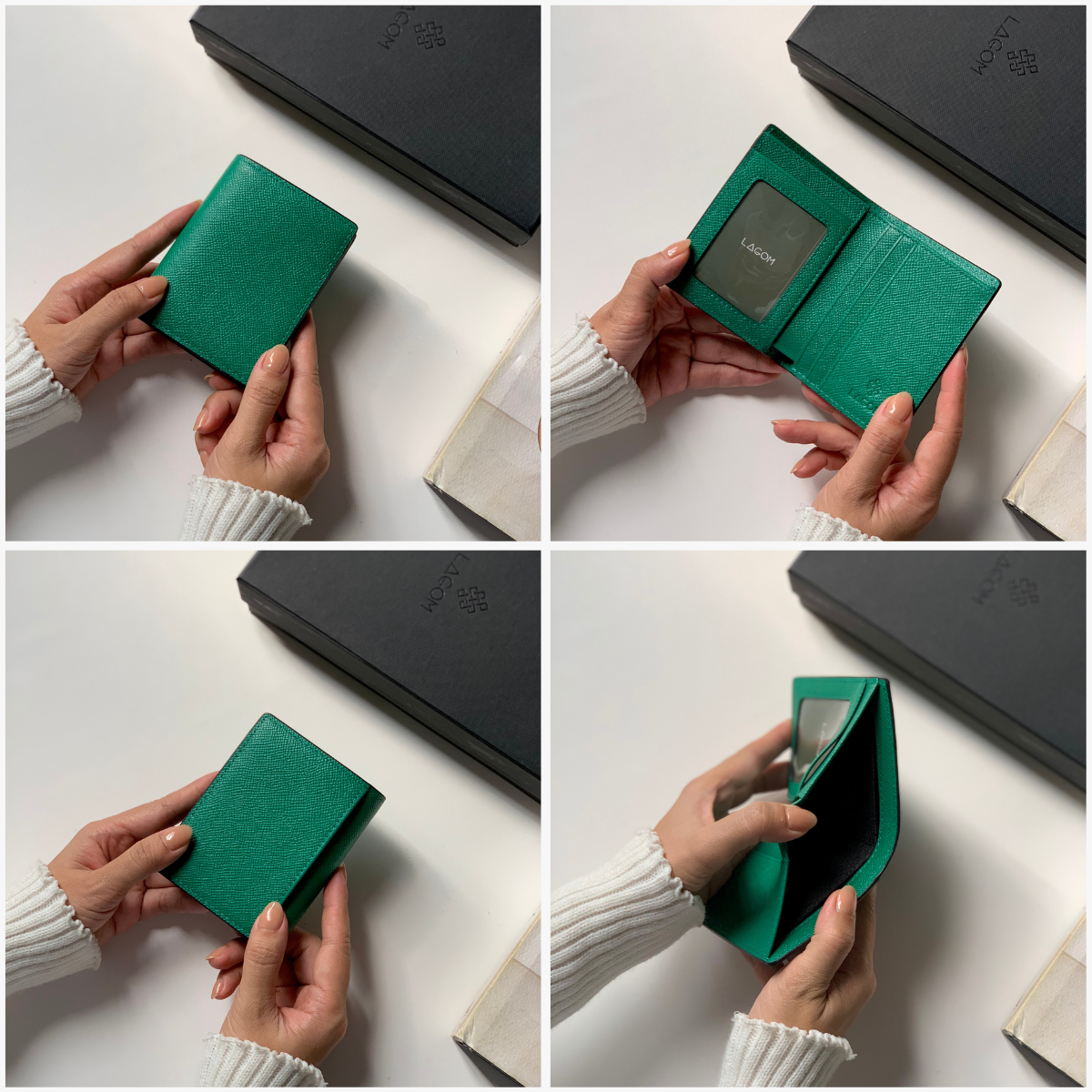 Ví da thật mini LAGOM.ID Wallet màu xanh lá