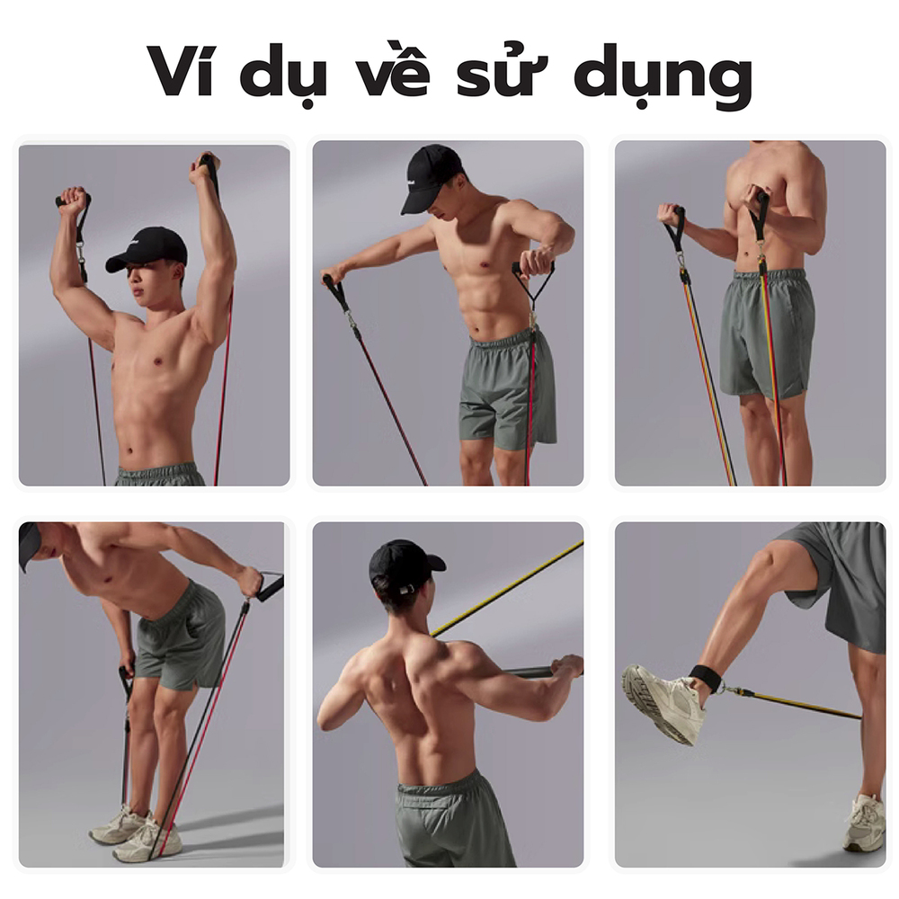 Mô tả BG- Dây Ngũ Sắc Tập Gym 6017, Dây Đàn Hồi Kháng Lực Tập Full Body, Dụng Cụ Tập Thể Hình Tại Nhà - 6