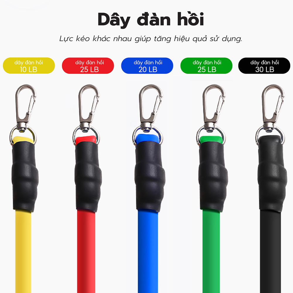Mô tả BG- Dây Ngũ Sắc Tập Gym 6017, Dây Đàn Hồi Kháng Lực Tập Full Body, Dụng Cụ Tập Thể Hình Tại Nhà - 9