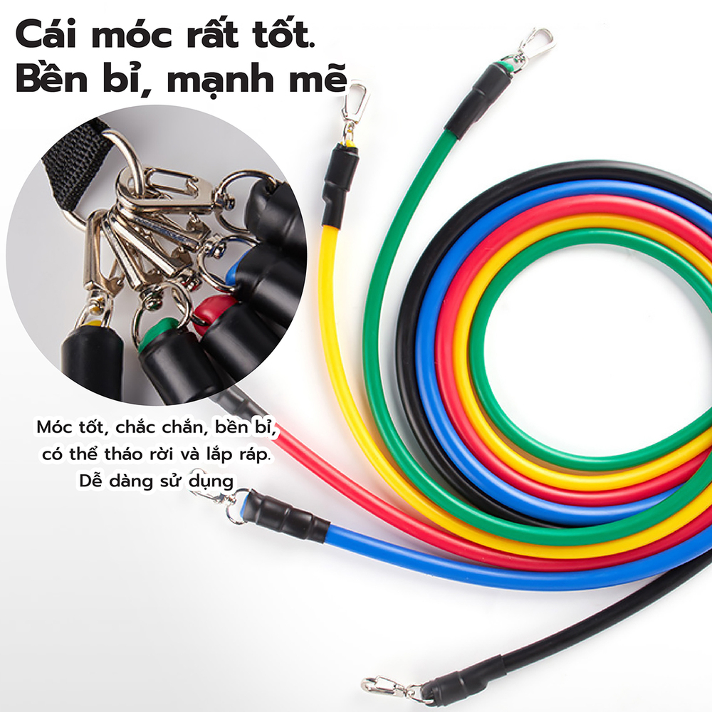 Mô tả BG- Dây Ngũ Sắc Tập Gym 6017, Dây Đàn Hồi Kháng Lực Tập Full Body, Dụng Cụ Tập Thể Hình Tại Nhà - 12