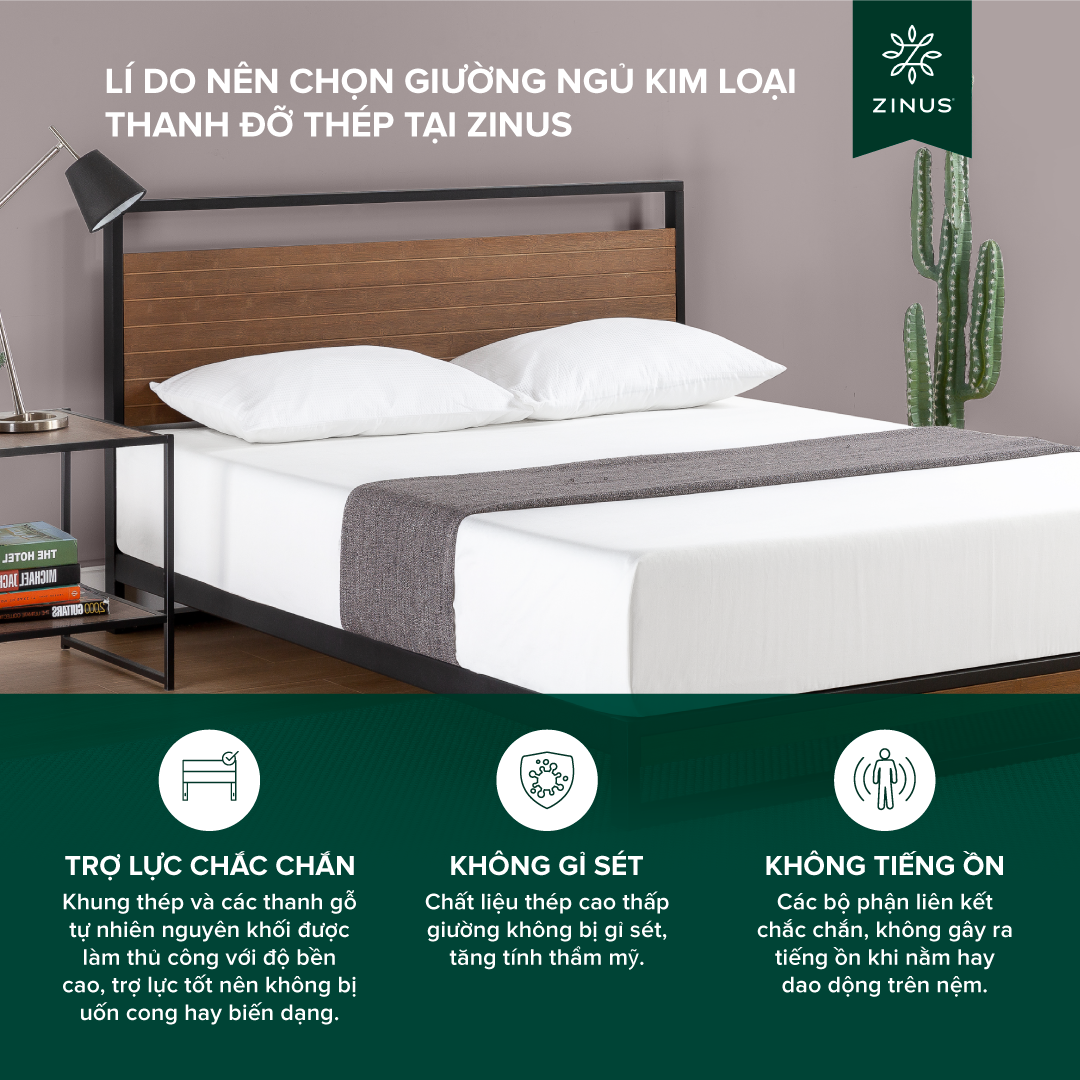 Mô tả Giường Gỗ Khung Kim Loại – Zinus Ironline Platforma Bed - 1