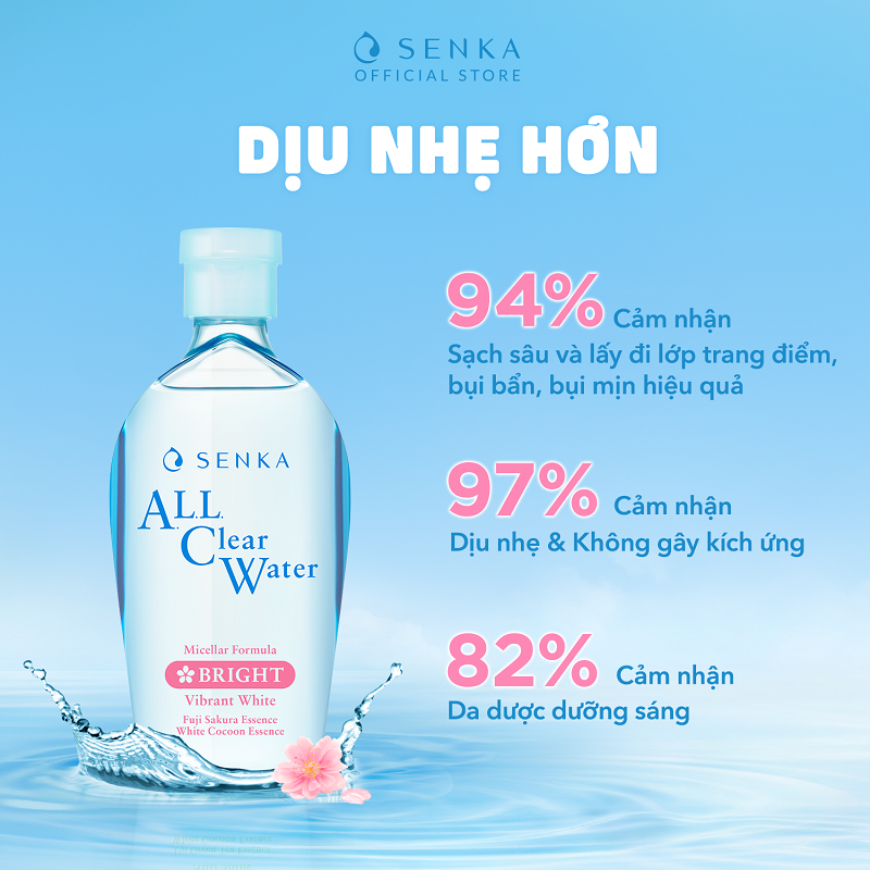 Mô tả Nước tẩy trang Micellar Dưỡng Sáng Cấp ẩm Senka All Clear Water Bright 230ml/chai - 4