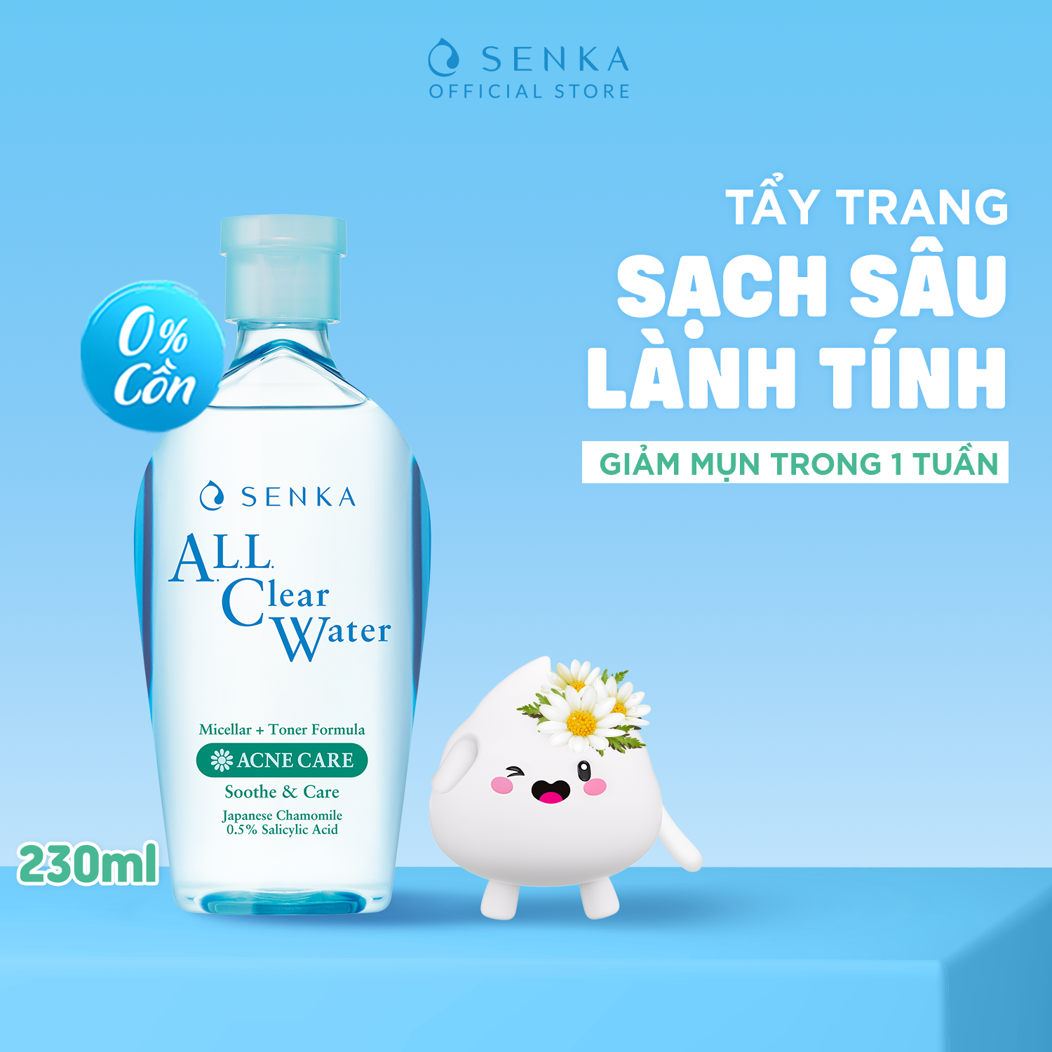 Mô tả Nước tẩy trang Micellar Giảm Mụn Senka All Clear Water Acne Care 230ml/chai - 1