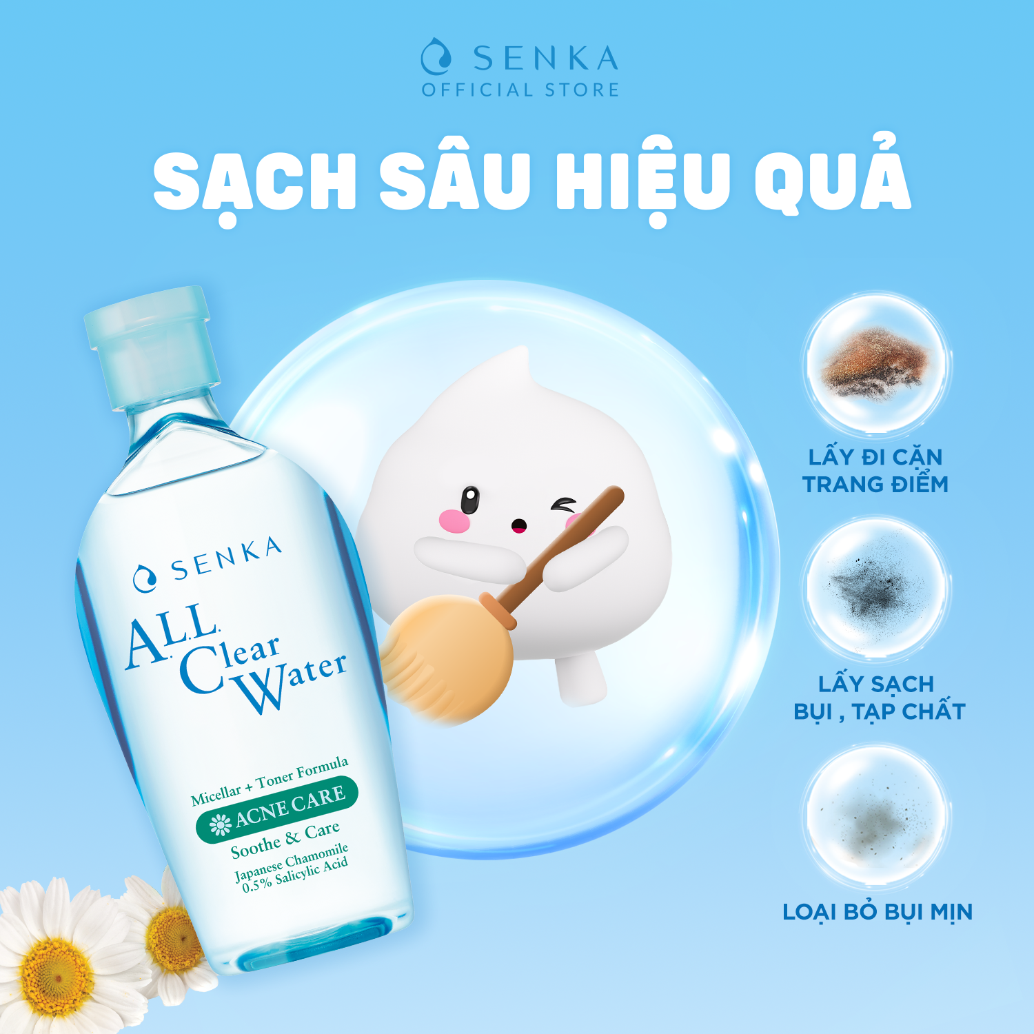 Mô tả Nước tẩy trang Micellar Giảm Mụn Senka All Clear Water Acne Care 230ml/chai - 2