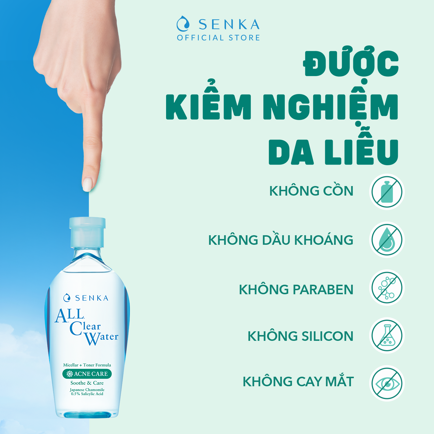 Mô tả Nước tẩy trang Micellar Giảm Mụn Senka All Clear Water Acne Care 230ml/chai - 5