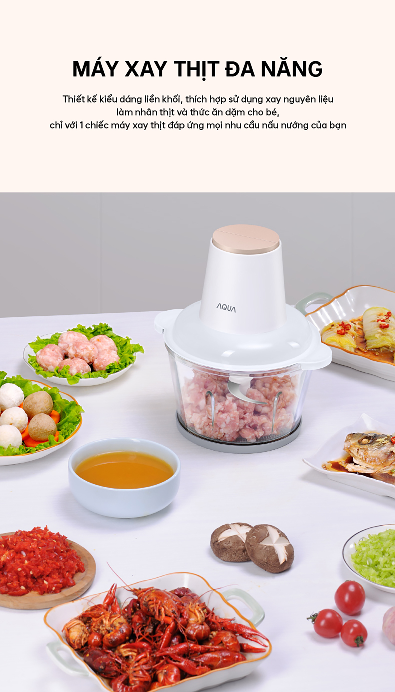 Mô tả Máy xay thịt Aqua GGS201R cối thuỷ tinh, dung tích 1.8L xay cua, thịt cá rau củ - Bảo hành 12 tháng - 1
