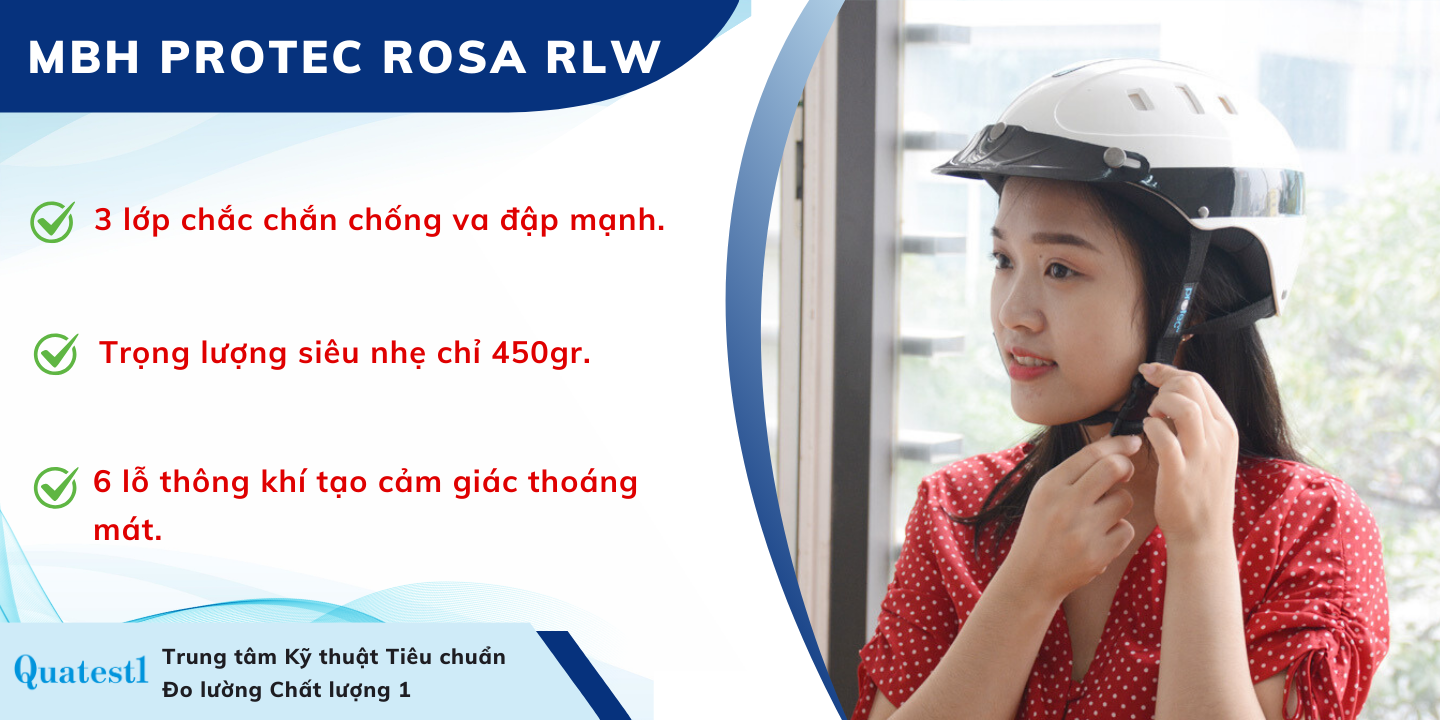 Mô tả Nón bảo hiểm nửa đầu Protec Rosa RLW, phối màu thời trang, cao cấp, an toàn - Size L - 1