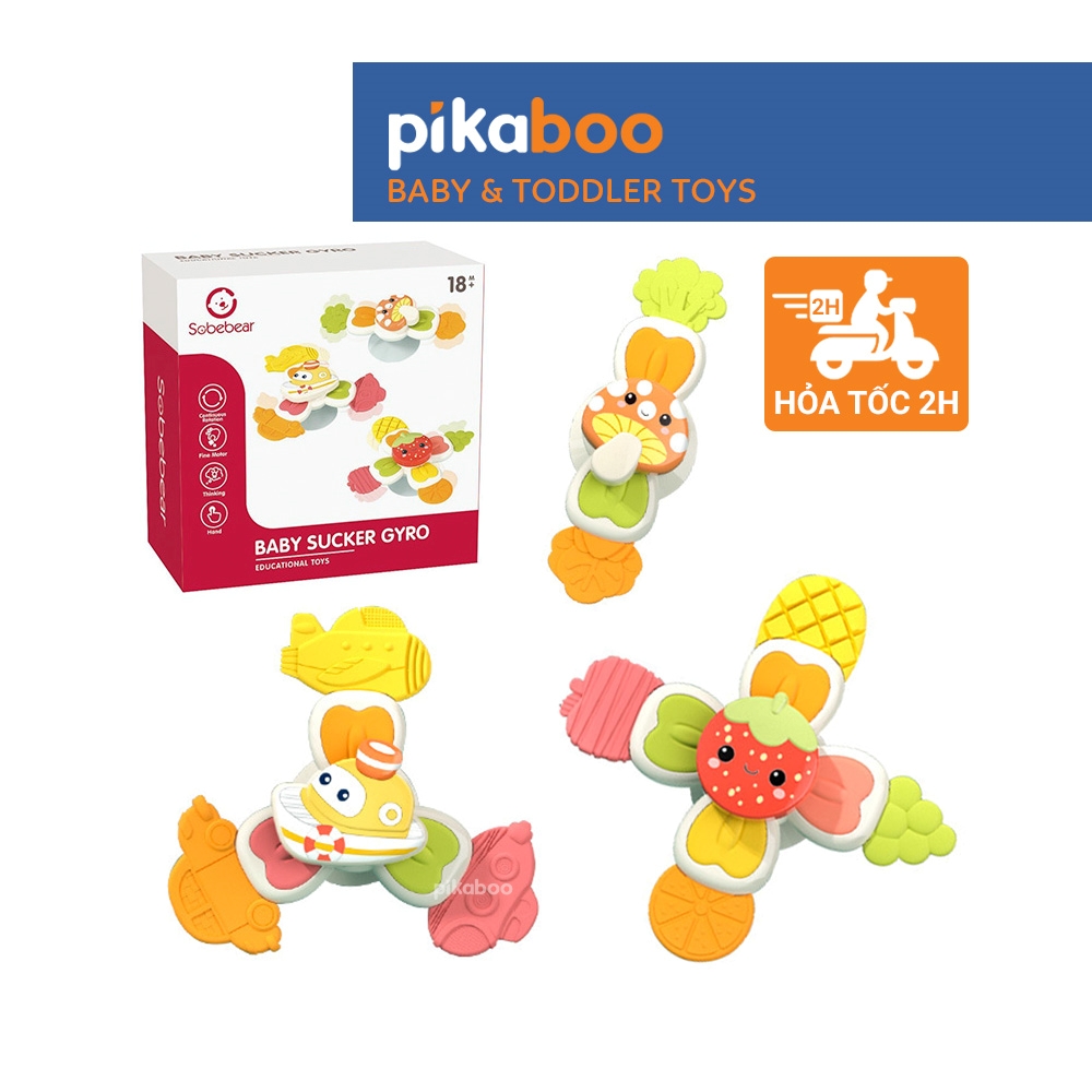 Mô tả Đồ chơi con quay spinner gặm nướu ngộ nghĩnh 3 trong 1 cao cấp Pikaboo bộ 3 con quay cao cấp an toàn - 1