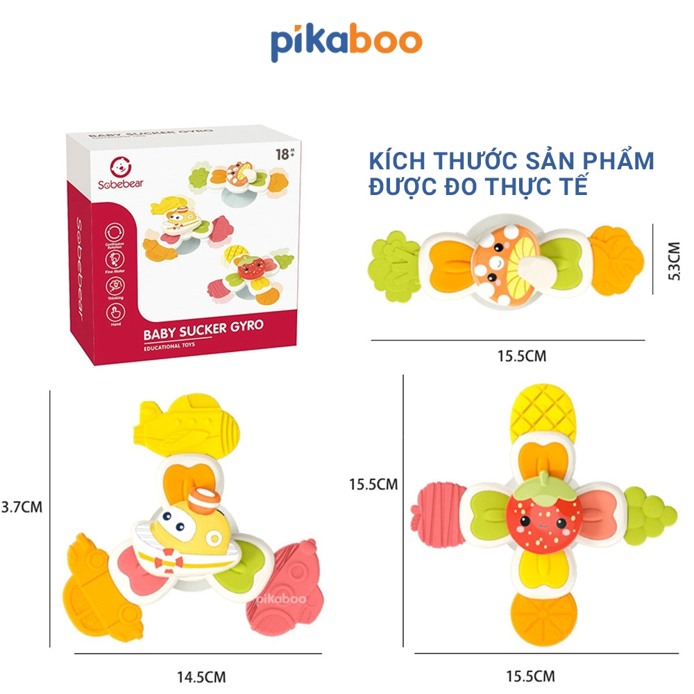 Mô tả Đồ chơi con quay spinner gặm nướu ngộ nghĩnh 3 trong 1 cao cấp Pikaboo bộ 3 con quay cao cấp an toàn - 2