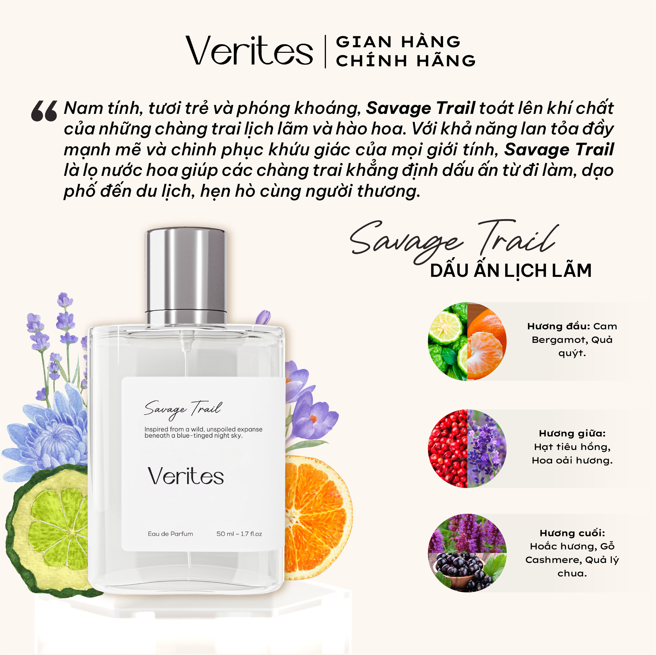 Mô tả Bộ sưu tập Signature 5 hương nước hoa VERITES fullsize 50ml/chai - 5