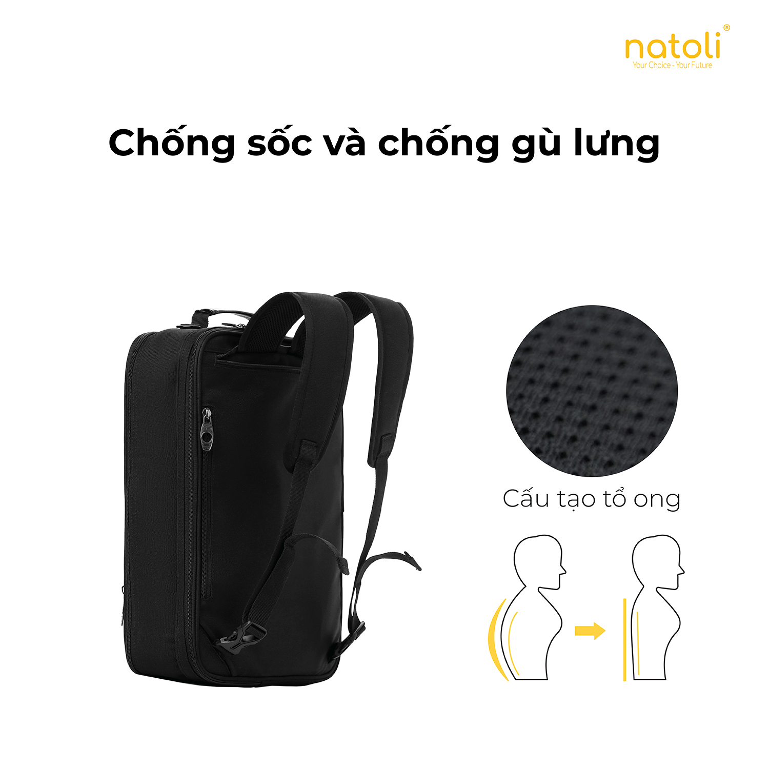 Mô tả Cặp sách đi học cấp 2, cấp 3 NATOLI Cặp đa năng, Balo đa năng nhiều ngăn BST Classic Multifunctional Backpack B17 - 8