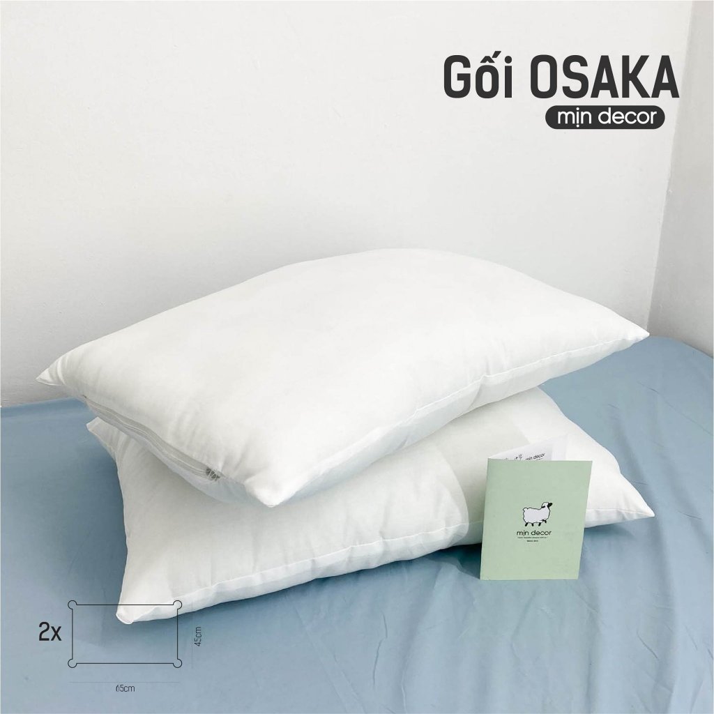 Mô tả Đôi Ruột Gối Nằm Bông Ép Osaka Mịn Decor, Ruột Gối Bông Gòn Có Khoá Kéo 45x65cm, Mềm Êm - 1