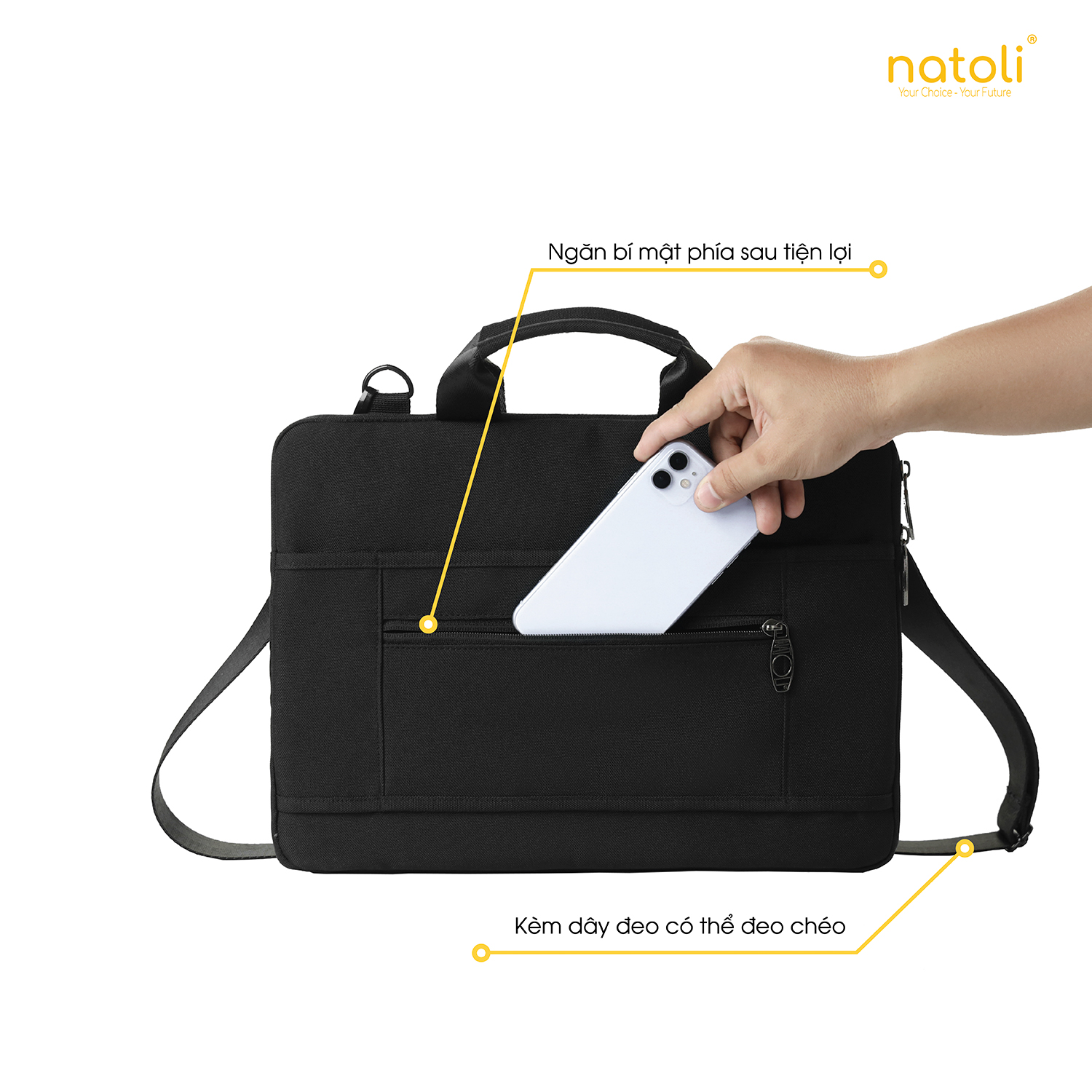 Bao chống sốc laptop Natoli - Ngăn bí mật