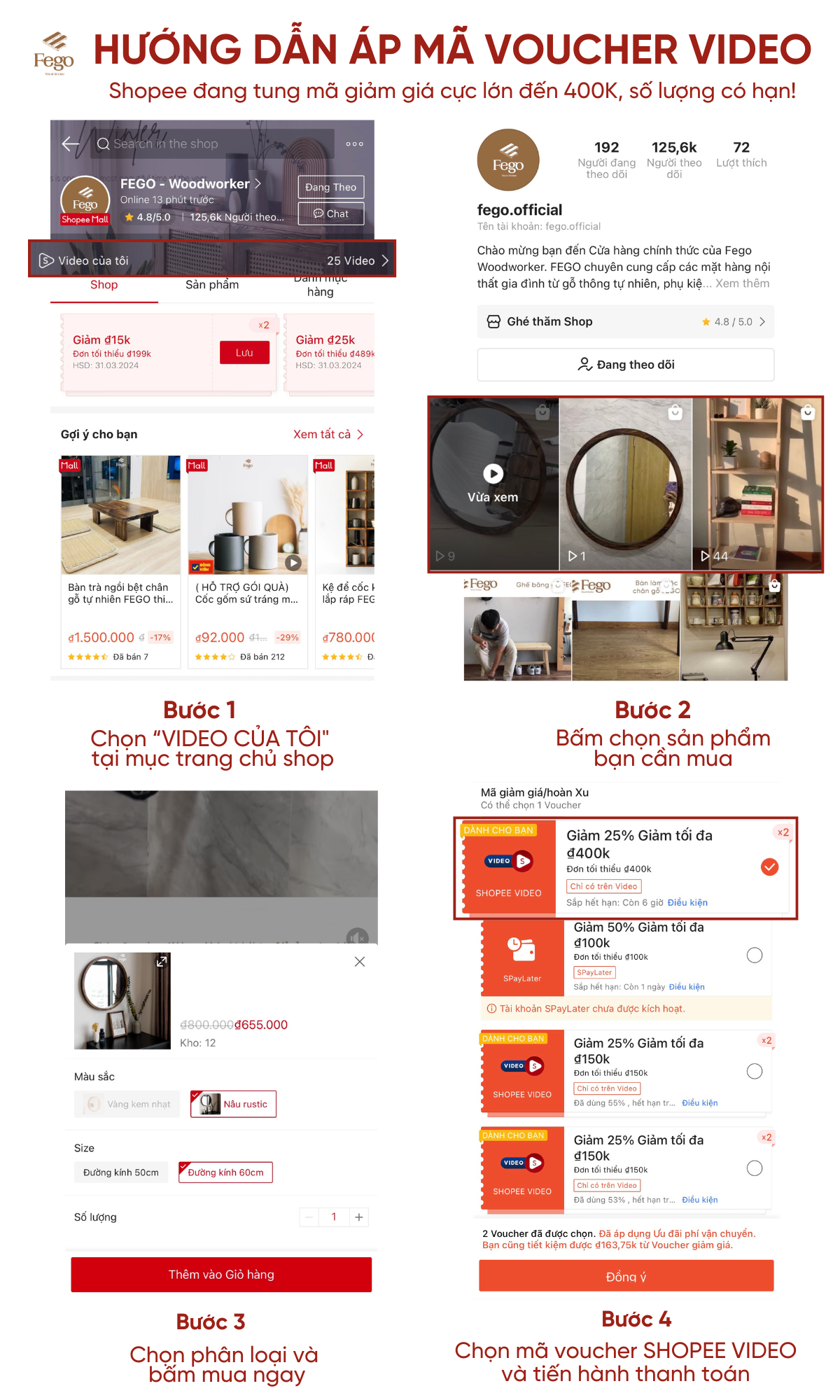 Gương tròn FEGO viền gỗ tự nhiên