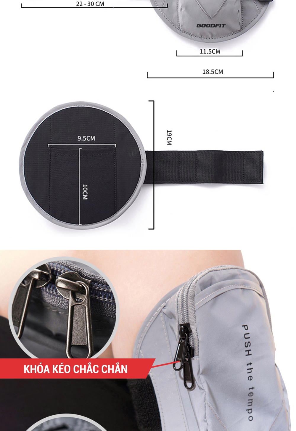 Mô tả Túi đựng điện thoại đeo tay chạy bộ GoodFit chống nước, phản quang GF201RA - 3
