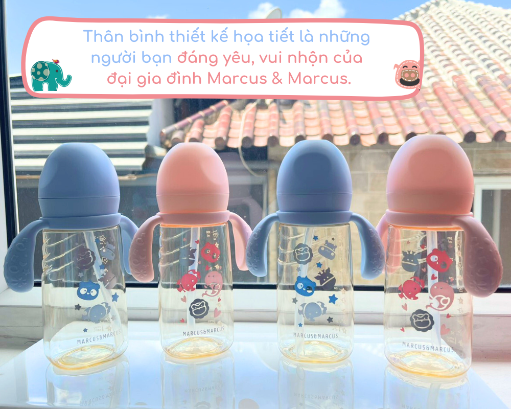 Mô tả Bình Tập Uống Chuyển Tiếp PPSU  Marcus & Marcus 300ml Cho Bé Từ 6 Tháng – Xanh - 6
