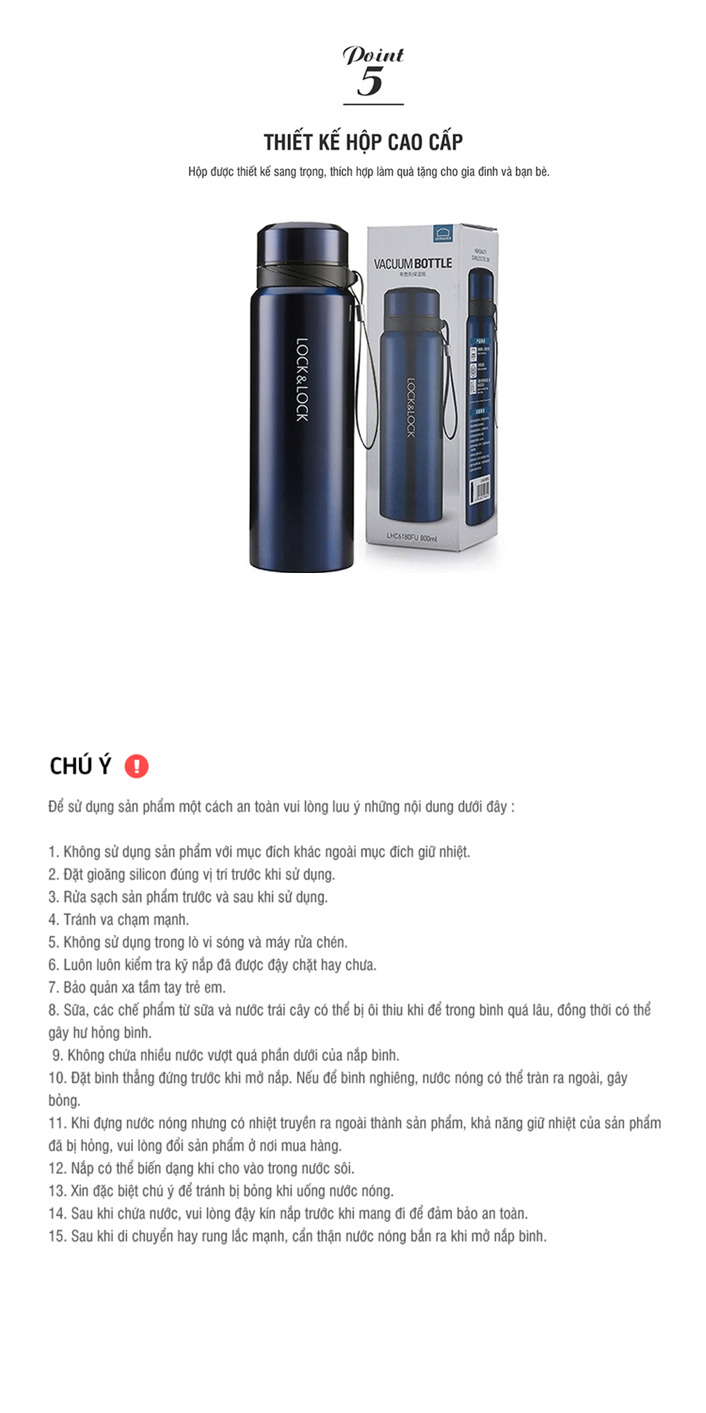 Mô tả Bình Giữ Nhiệt Thép Không Gỉ có dây treo Lock&Lock Vacuum Bottle (800ml) LHC6180 - 4