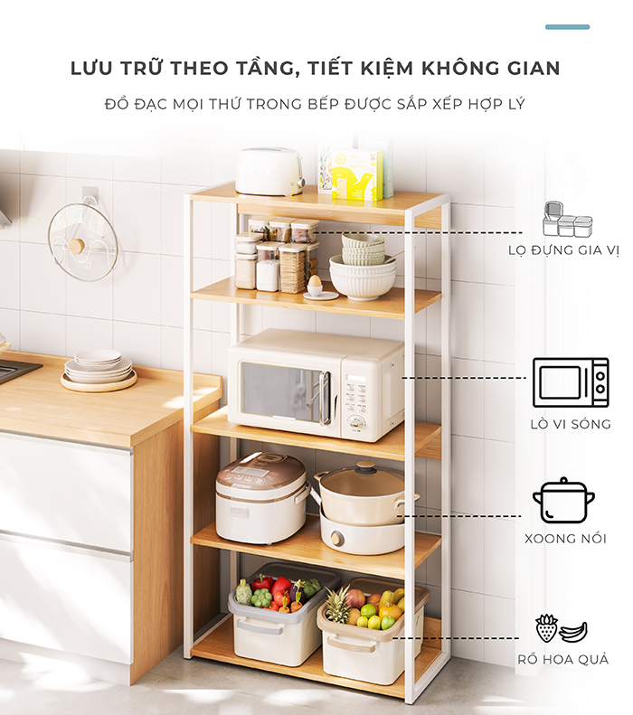 Mô tả Kệ lò vi sóng IGA sắp xếp không gian bếp gọn gàng phong cách hiện đại GM05 - 3