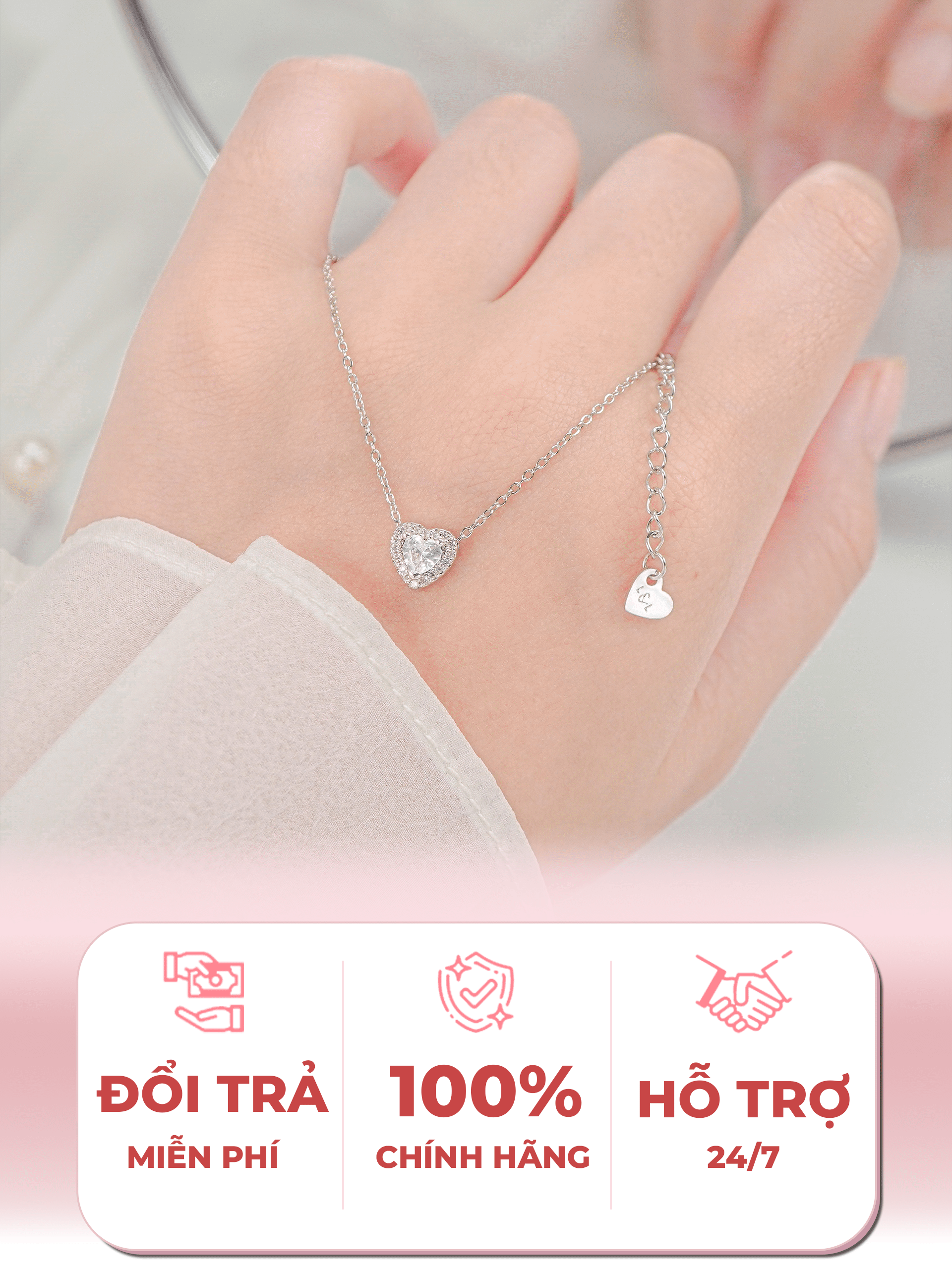 Mô tả Dây chuyền bạc nữ CDE Elevated Heart Silver Necklace CDE6389SV - Dây chuyền nữ cao cấp - 1