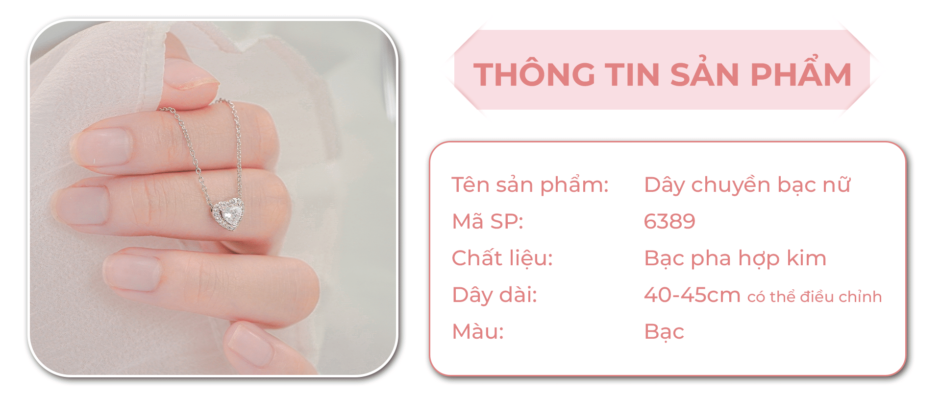 Mô tả Dây chuyền bạc nữ CDE Elevated Heart Silver Necklace CDE6389SV - Dây chuyền nữ cao cấp - 2