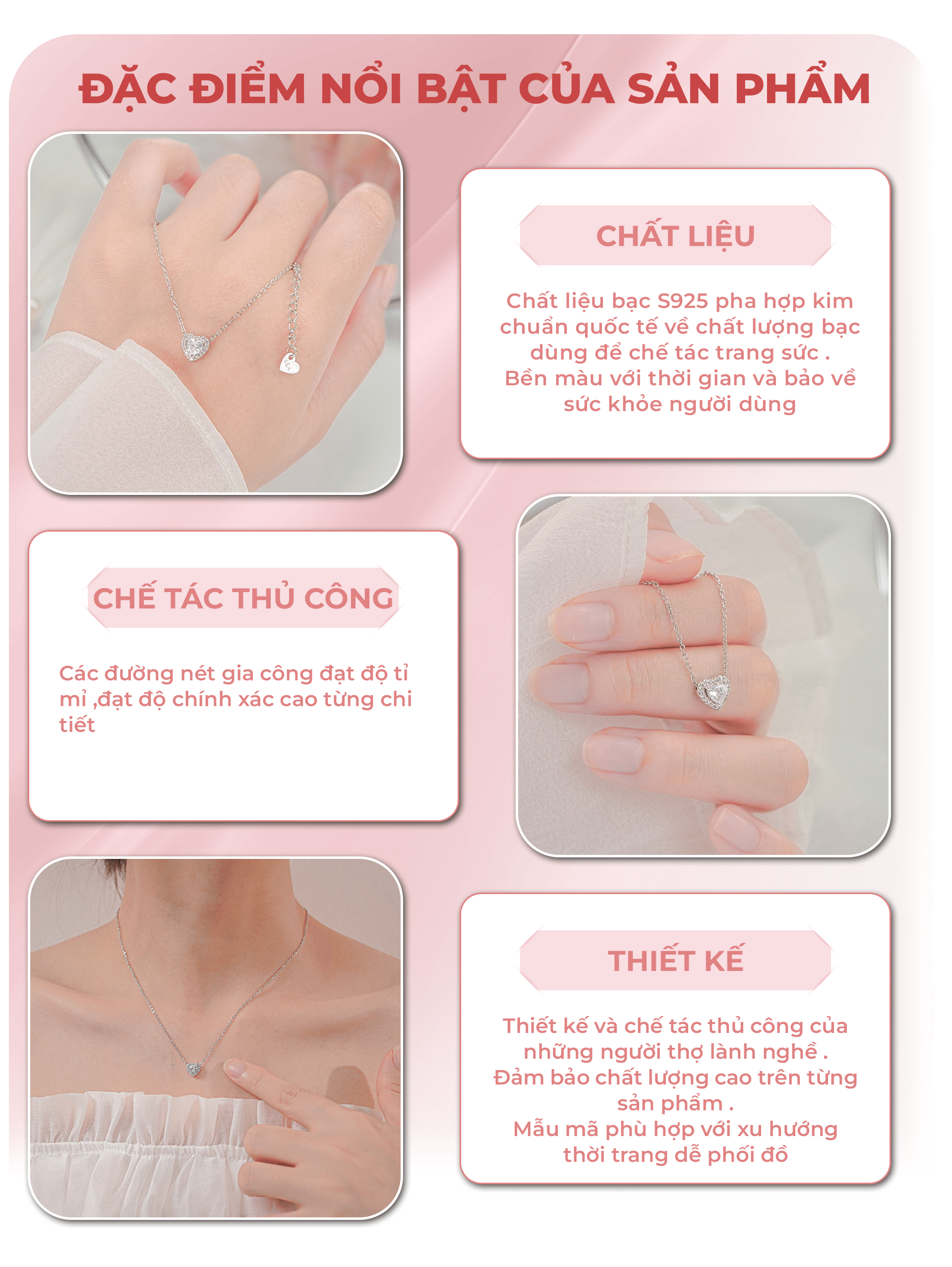 Mô tả Dây chuyền bạc nữ CDE Elevated Heart Silver Necklace CDE6389SV - Dây chuyền nữ cao cấp - 3