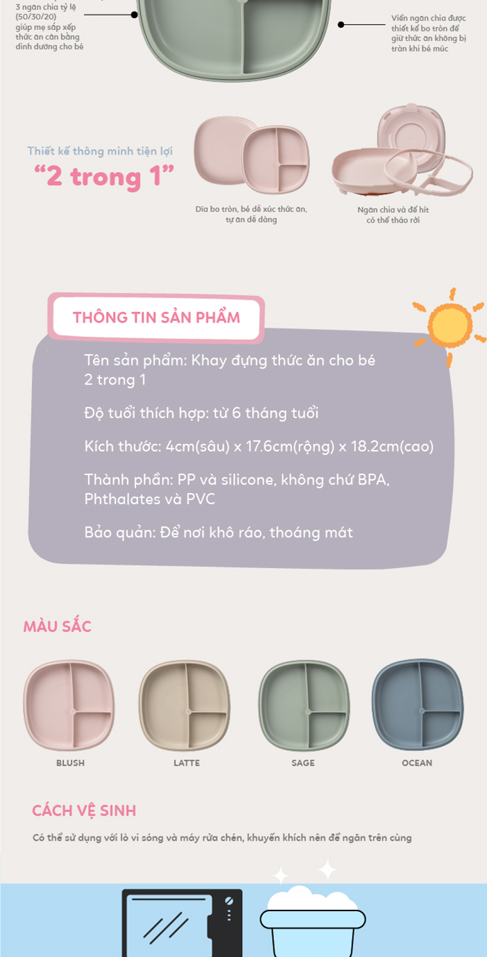 Mô tả b.box Khay ăn dặm 2 trong 1 cho bé có đế hít chống trơn an toàn và tiện lợi - 2