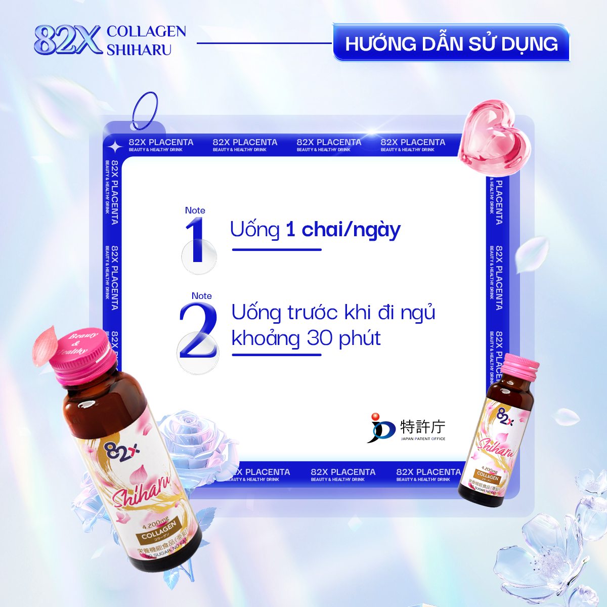 Mô tả Combo 3 Hộp Nước Uống Collagen 82X Shiharu - Hỗ Trợ Làm Đẹp Da, Cấp Ẩm, Trẻ Hoá Da 10 lọ/Hộp - 4