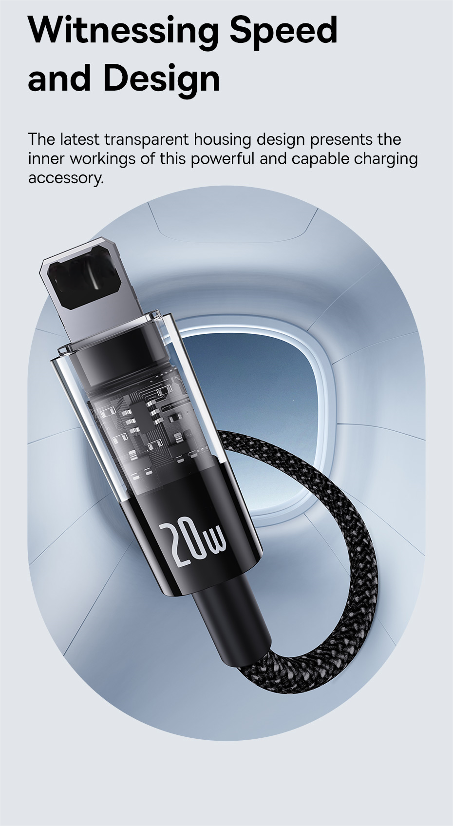 Mô tả Cáp sạc Baseus Gem USB-C sang PD 20W Chip nhận dạng thông minh thẩm mỹ trong suốt sạc nhanh - 6