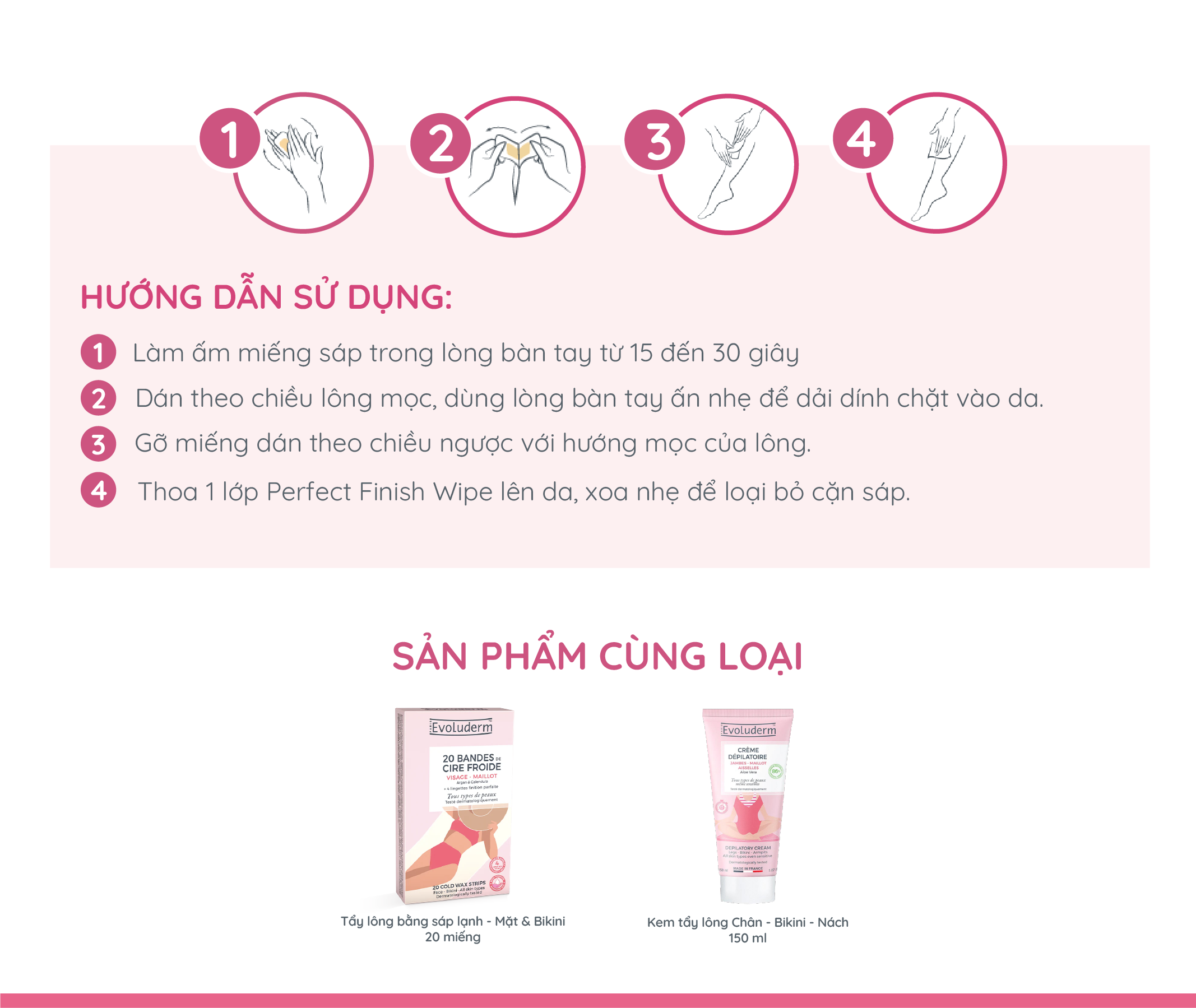 Mô tả Tẩy lông Evoluderm dạng miếng dành cho chân tay 20 Miếng - 4