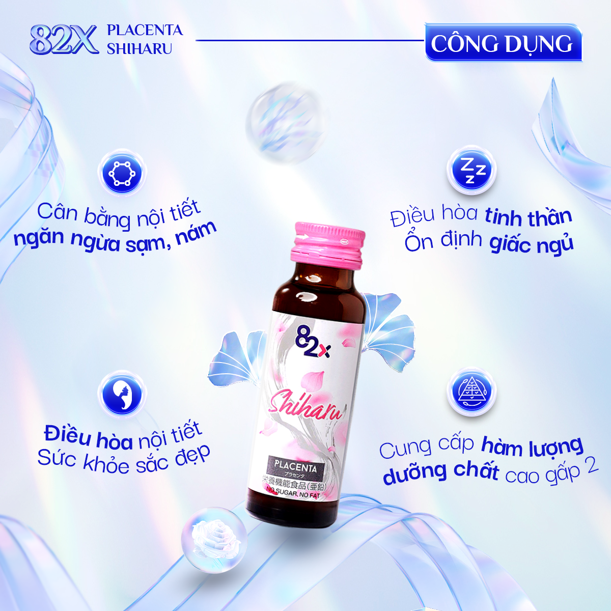 Mô tả Combo 3 Hộp Nước Uống Shiharu Placenta Đều Màu Da, Cân Bằng Nội Tiết Tố Nữ, Ổn Định Giấc Ngủ 10 lọ/Hộp - 1