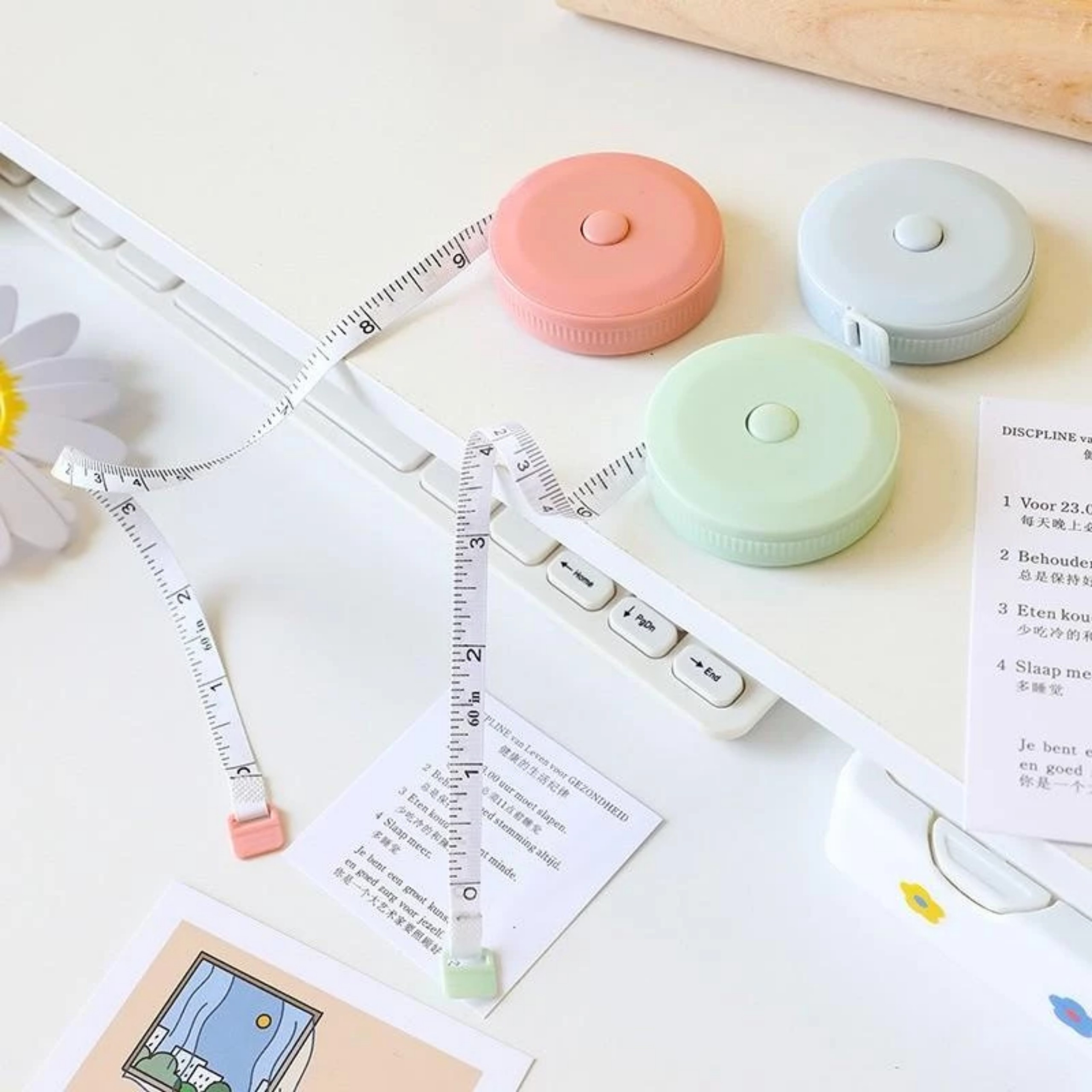 Mô tả Thước Dây - Taky, Đo Vòng Bụng, Bắp Tay, Eo 3 Vòng Kiểm Tra Sức Khỏe 1.5m - Với Nút Bấm Tự Rút Sau Khi Dùng. 5940-5945 - 4