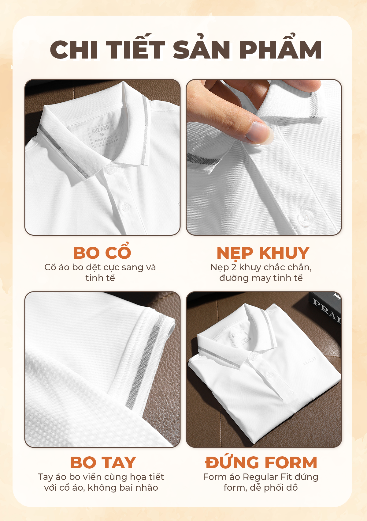 Mô tả Áo Polo GUZADO Coolmax Cá Sấu Cho Nam Lên Form Cực Đẹp Sang Trọng Lịch Lãm GPS - 9