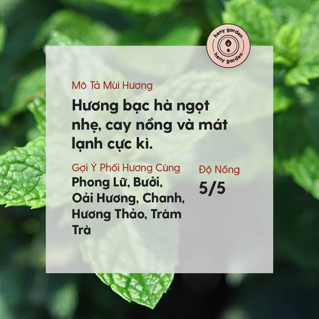 Tinh dầu Bạc Hà Heny Garden - Mùi hương