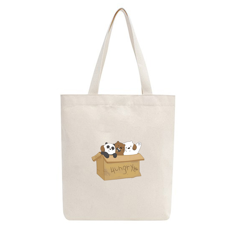 Mô tả BST Túi Tote Vải Mộc GINKO Kiểu Basic có dây kéo khóa ( túi con ) in hình We Bare Bears M68-M76 - 2