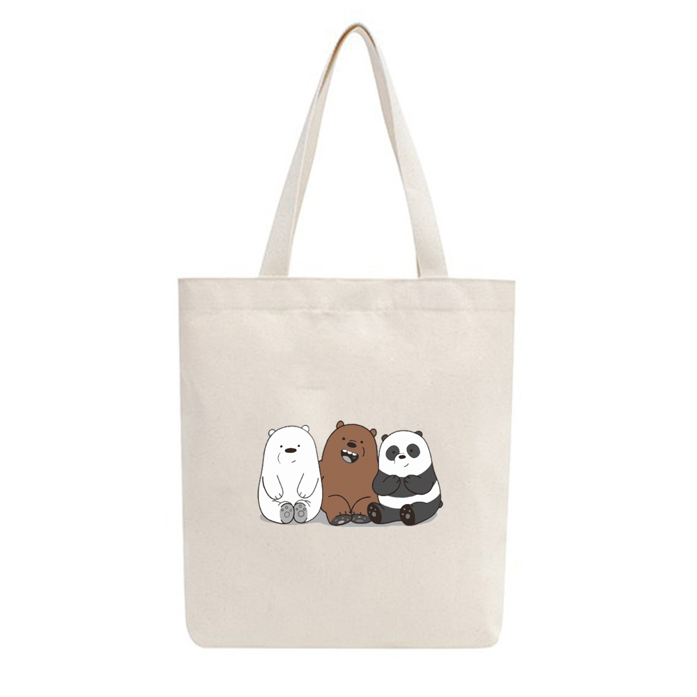 Mô tả BST Túi Tote Vải Mộc GINKO Kiểu Basic có dây kéo khóa ( túi con ) in hình We Bare Bears M68-M76 - 3
